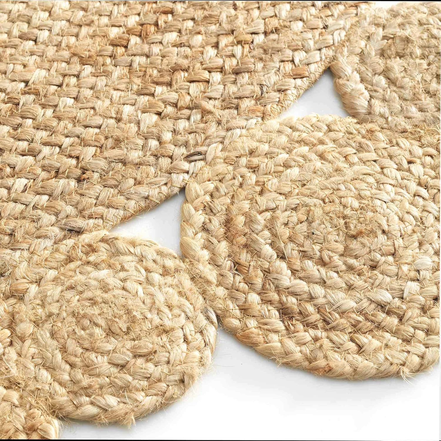 Promo Linge Tapis Rond 120 cm Jute Ajouré Cordou - Décoration Intérieure Écologique et Unique - Facile d'entretien