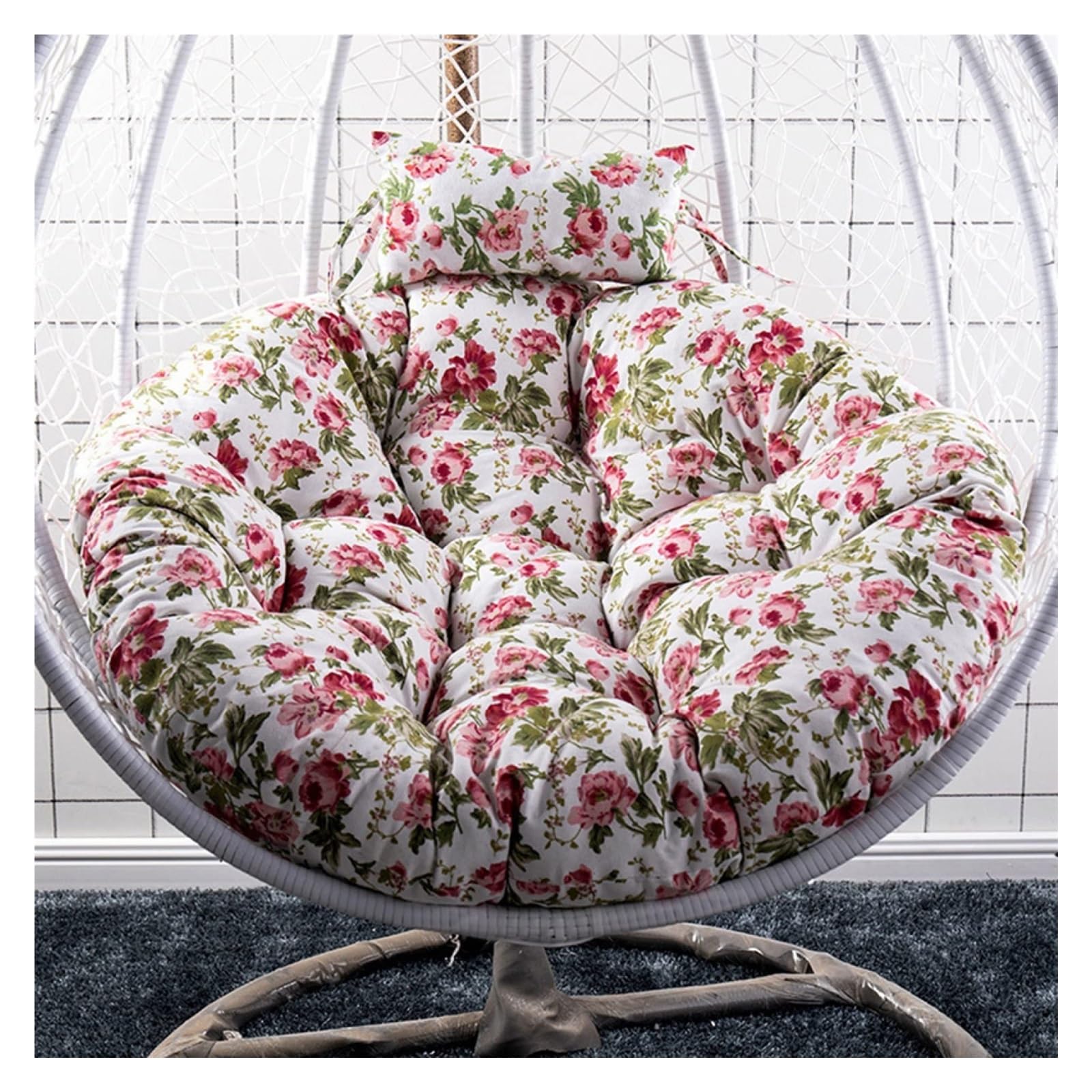 Cojín con estampado de huevo en 3D, extraíble y lavable, para silla de ratán, cojín de repuesto para cesta colgante, colorido y cómodo, 120 cm de diámetro