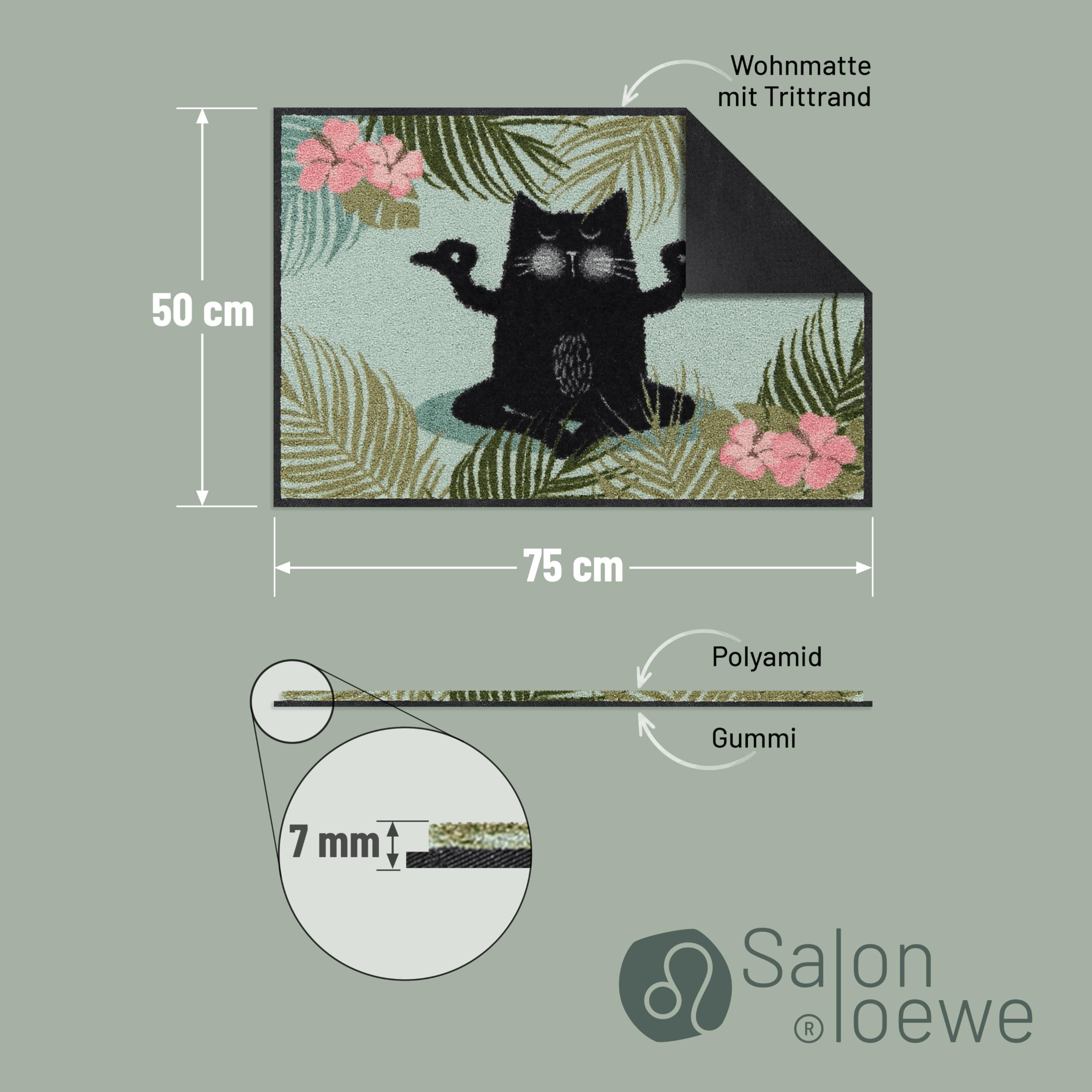 Salonloewe Fussmatte Yoga Katze I Schmutzfangmatte & Fußabtreter für Innen 50 x 75 cm