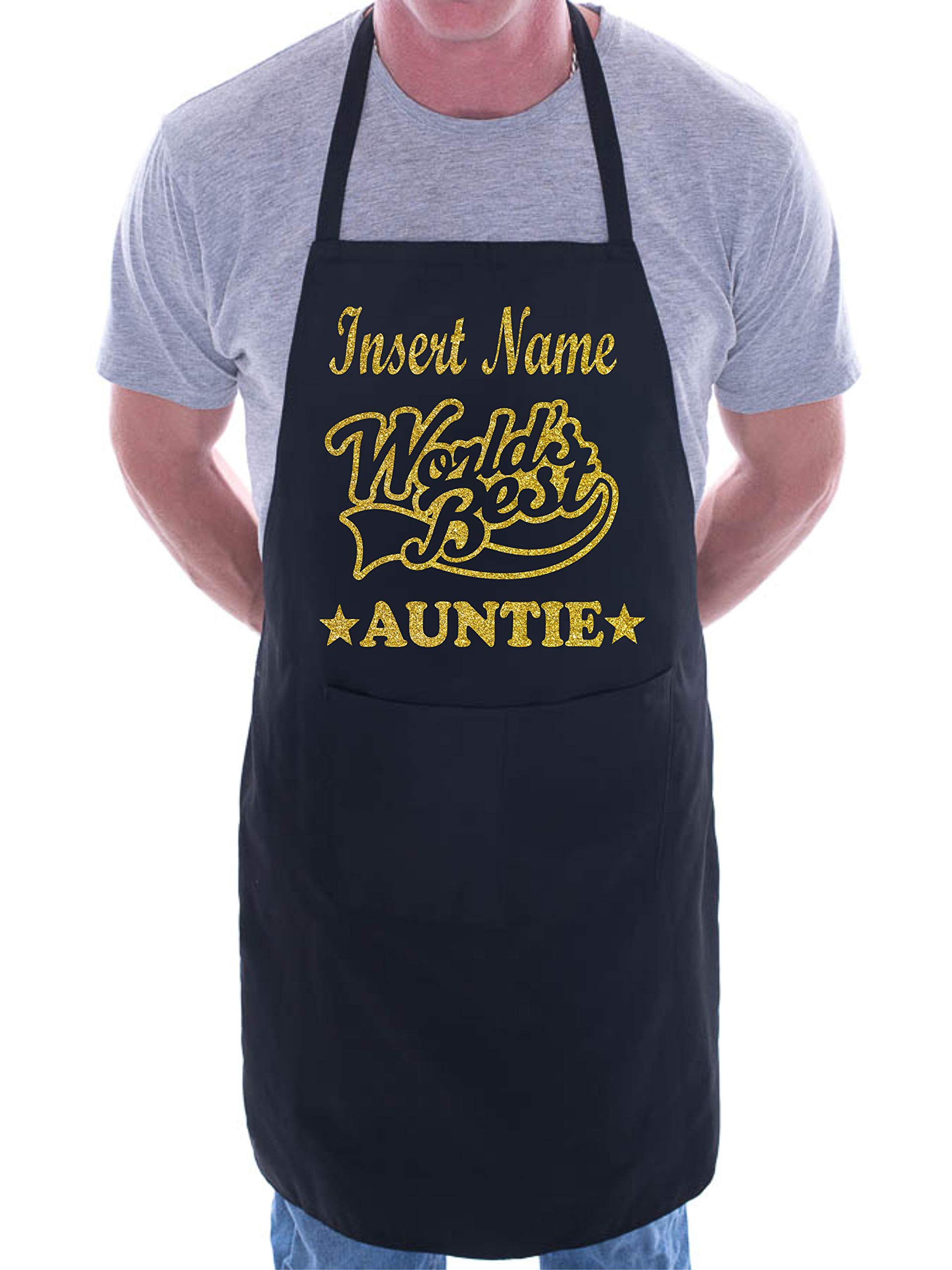 Print4U World's Best Auntie Personalised Apron Insert Name Black