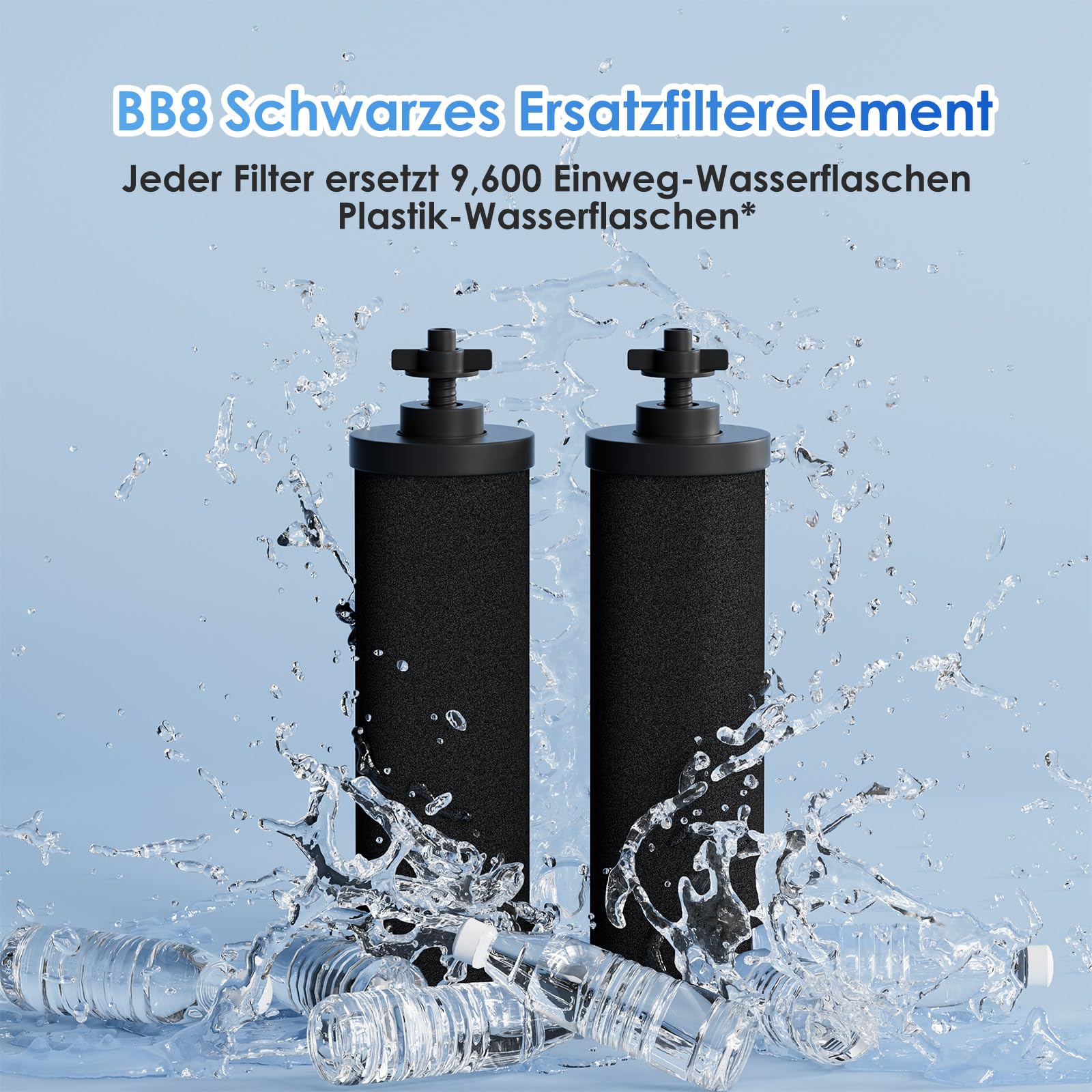 Purewell BB8-Schwarz Ersatz Reinigung Elements, 2 Ersatzfilter für Wasseraufbereiter, kompatibel mit Schwerkraft-Ultrafiltrations-Wassersystem