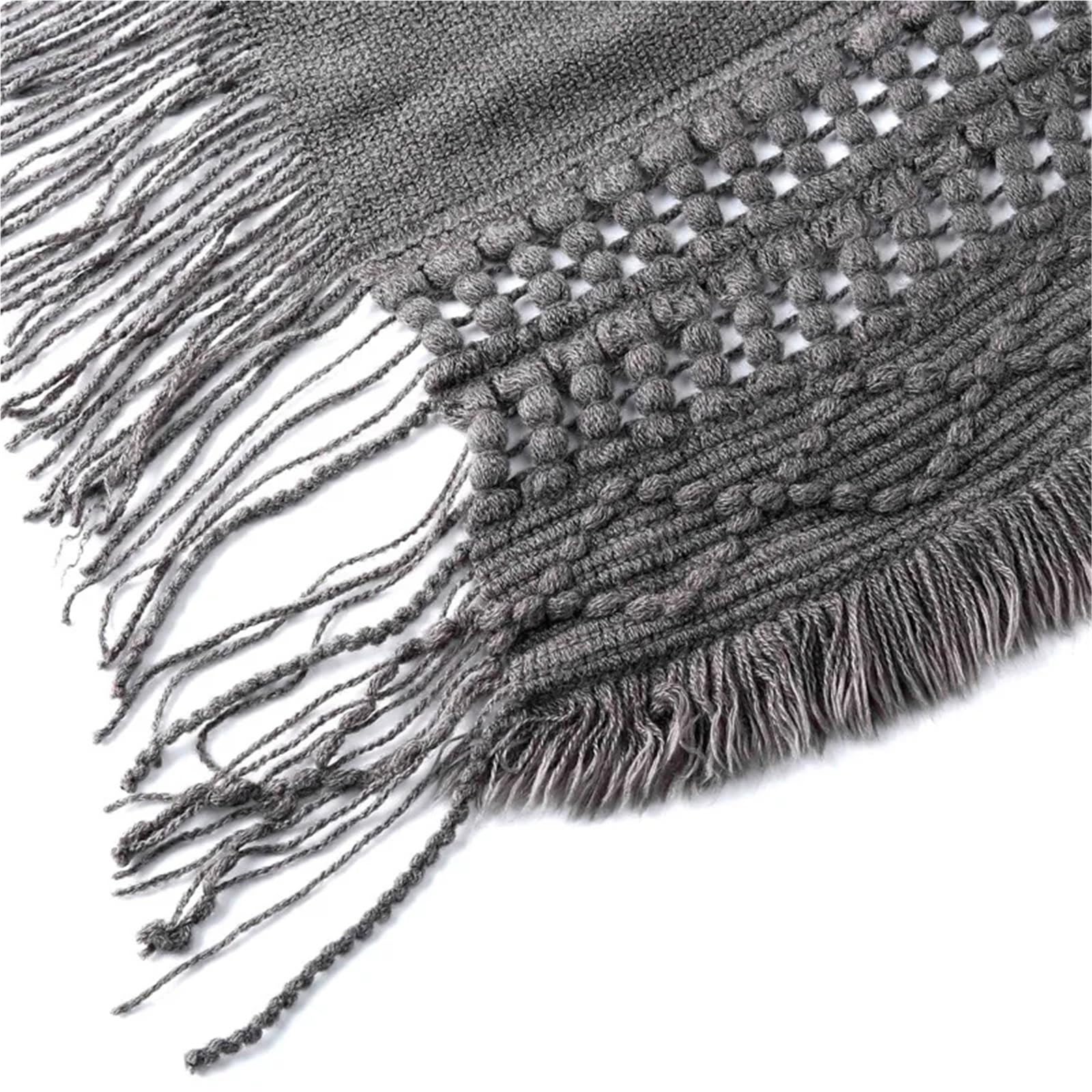 Donna Signore Nappa Mantella Cappotto Frange Poncho Obliquo Striscia Scialle Sciarpa per Donna