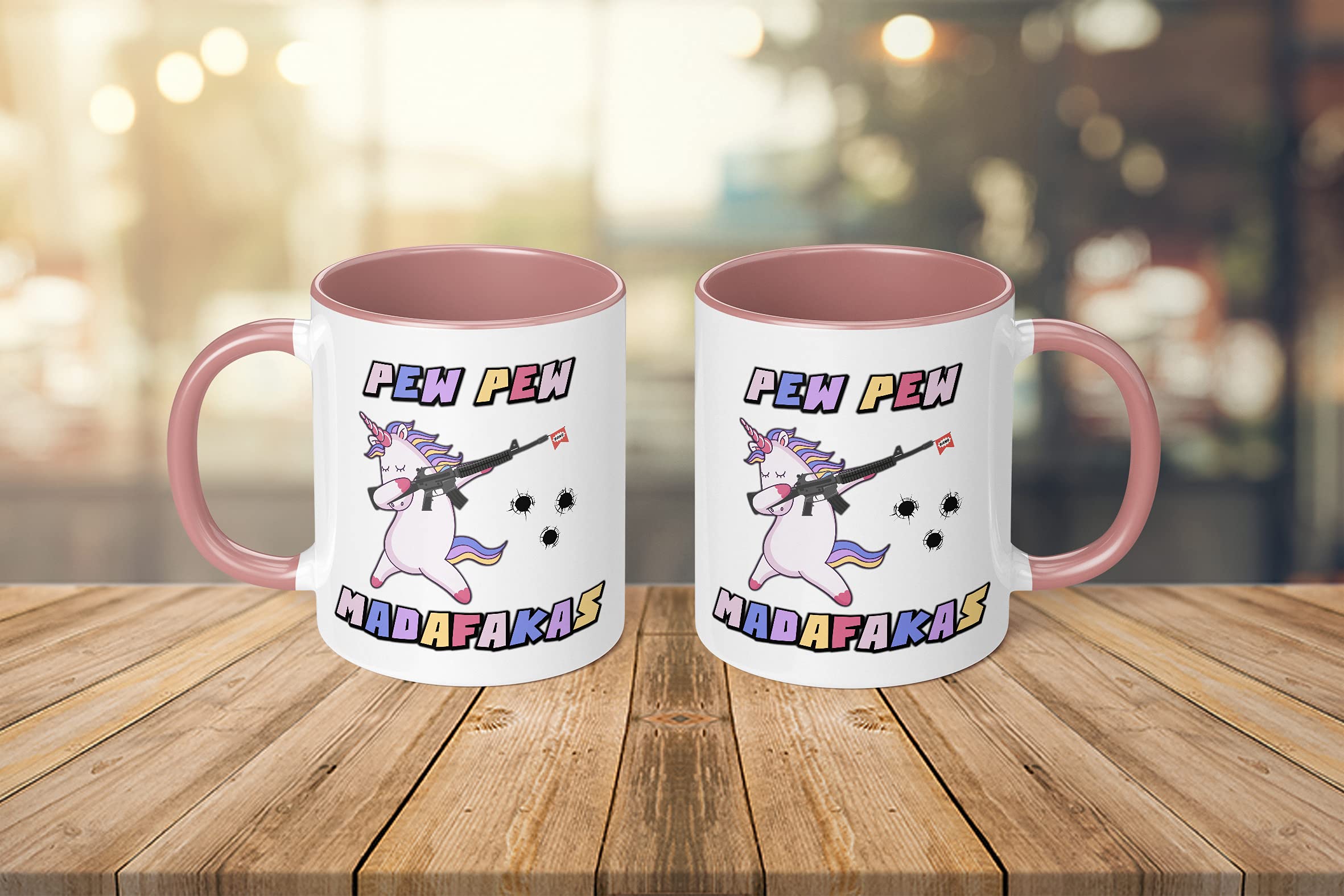 TRIOSK Tasse Licorne Tirante Avec Inscription Amusante Pew Pew Madafakas - Cadeau De Bureau Pour Hommes, Femmes, Amateurs De Licorne - Noir