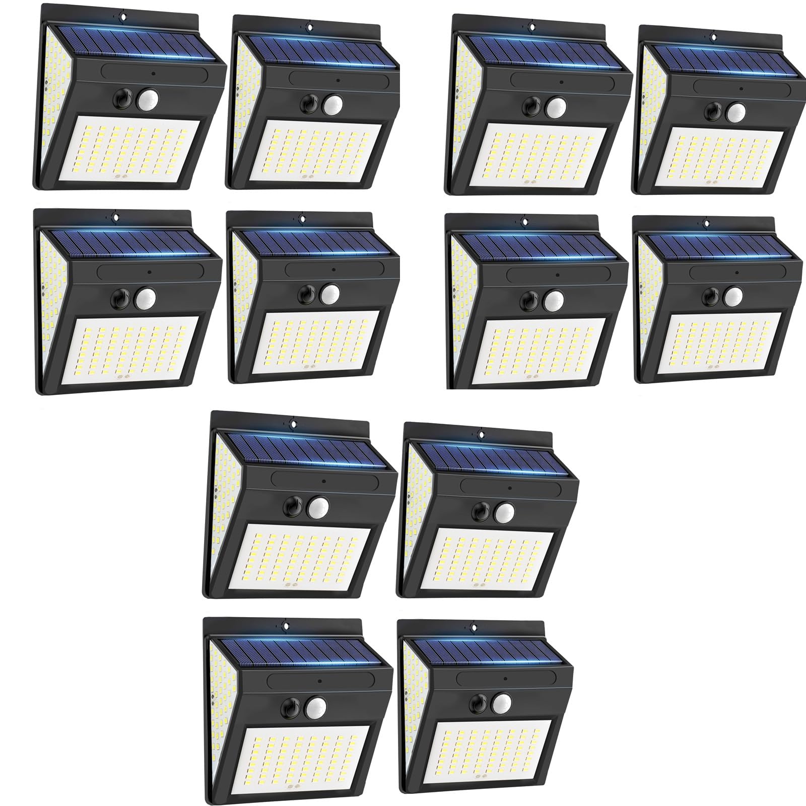 Luz Solar Exterior con Sensor de Movimiento,【12 pcs】 Focos led exterior solares 3 Modos, 144LEDs Luces Solares Solar Exteriores 270° Aplique Solar Potente IP65 Impermeable jardin para terraza