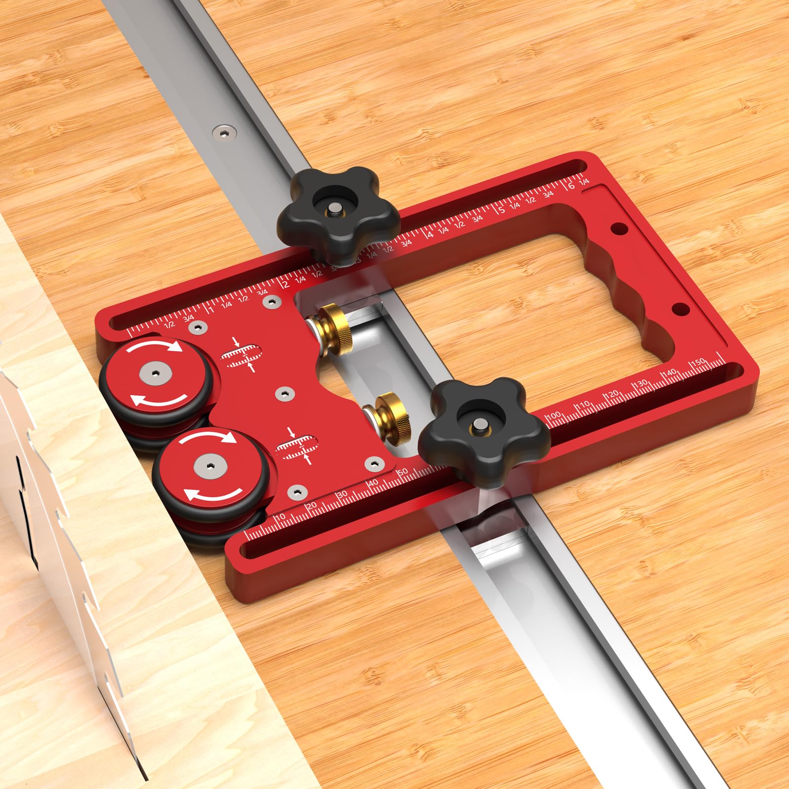 Culnflun Precision Stock Guides for Table Saw Table Saw Storage Roll Table Saw Woodworking Double Wheel Sliding Guide Roller Feather Board Auxiliary Tool Adjustable Woodworking Tools - Image 2