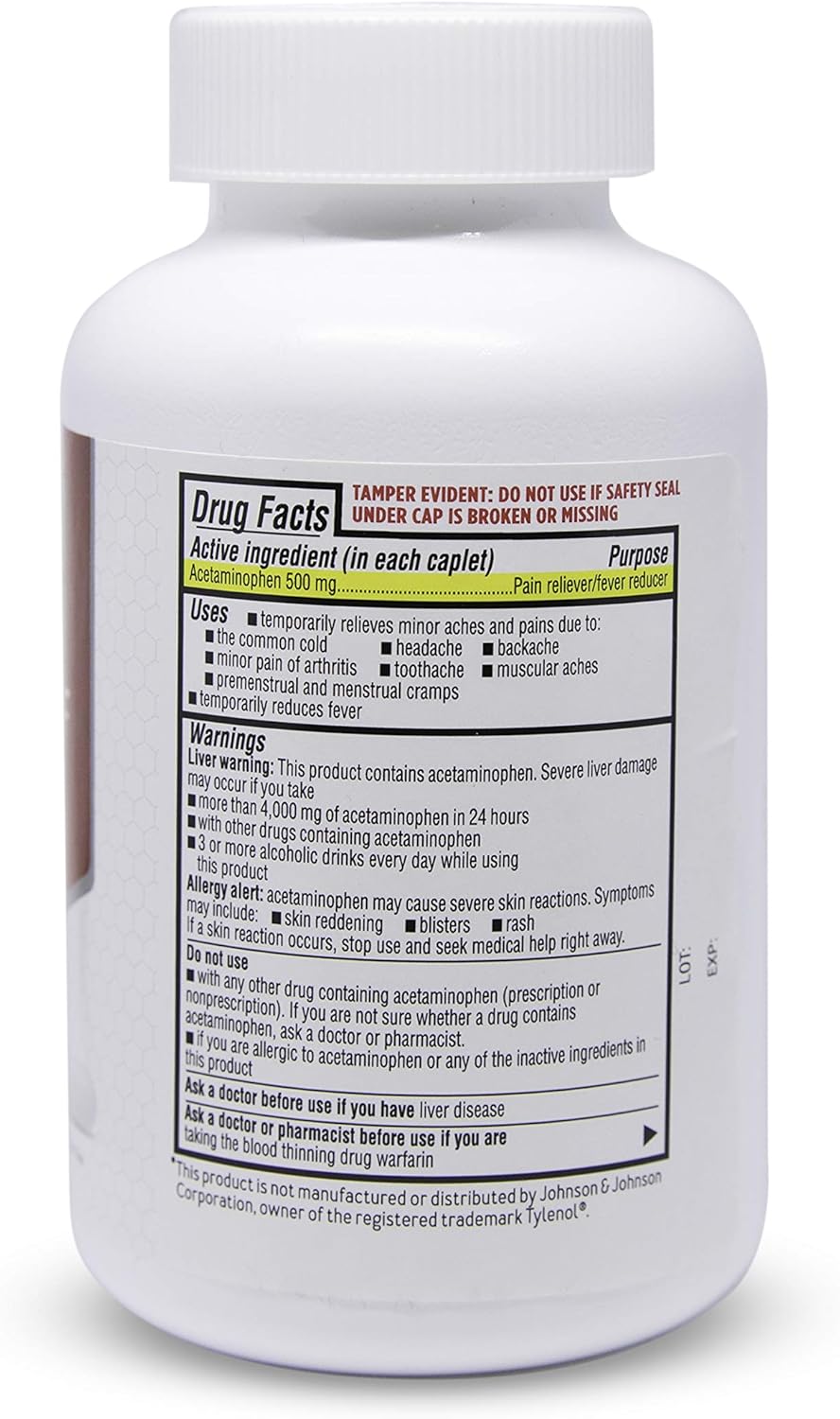 ValuMeds Acetaminophen 500mg | 500 Caplets | Extra Strength Pain Relief : Health & Household