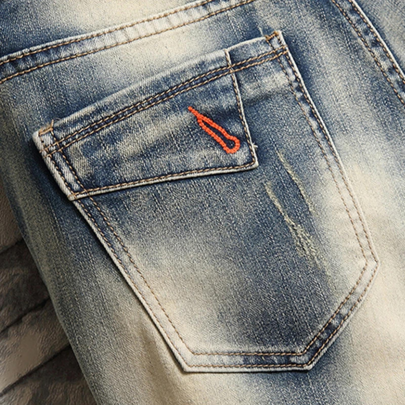 Shorts Kurze Hose Herren-Jeansshorts Retro-Nähte Elastische Mittlere Hosen Freizeithosen
