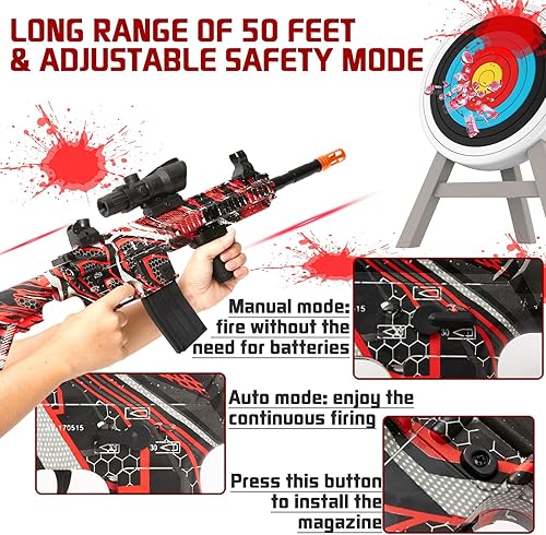 Miniatura 3 de Lanzador automático de bolas a base de agua con más de 50,000 mini bolas, modos semi y automáticos y gafas para juegos de equipo al aire libre,