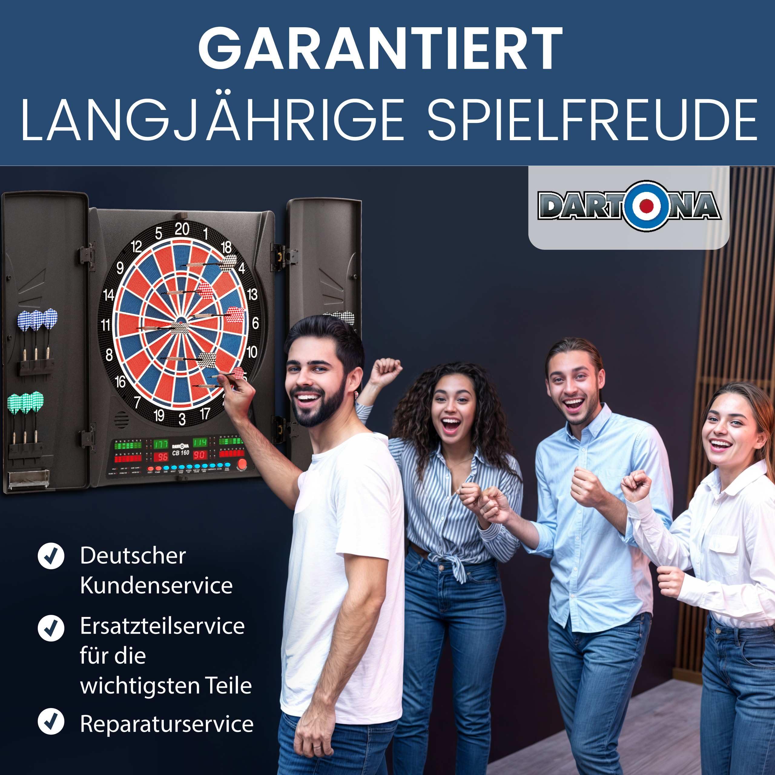 Elektronische Dartscheibe Dartona CB160 Cabinett | Offizielle Turniergröße | Dartscheibe elektronisch | Turnierscheibe mit 33 Spielen und über 160 Varianten