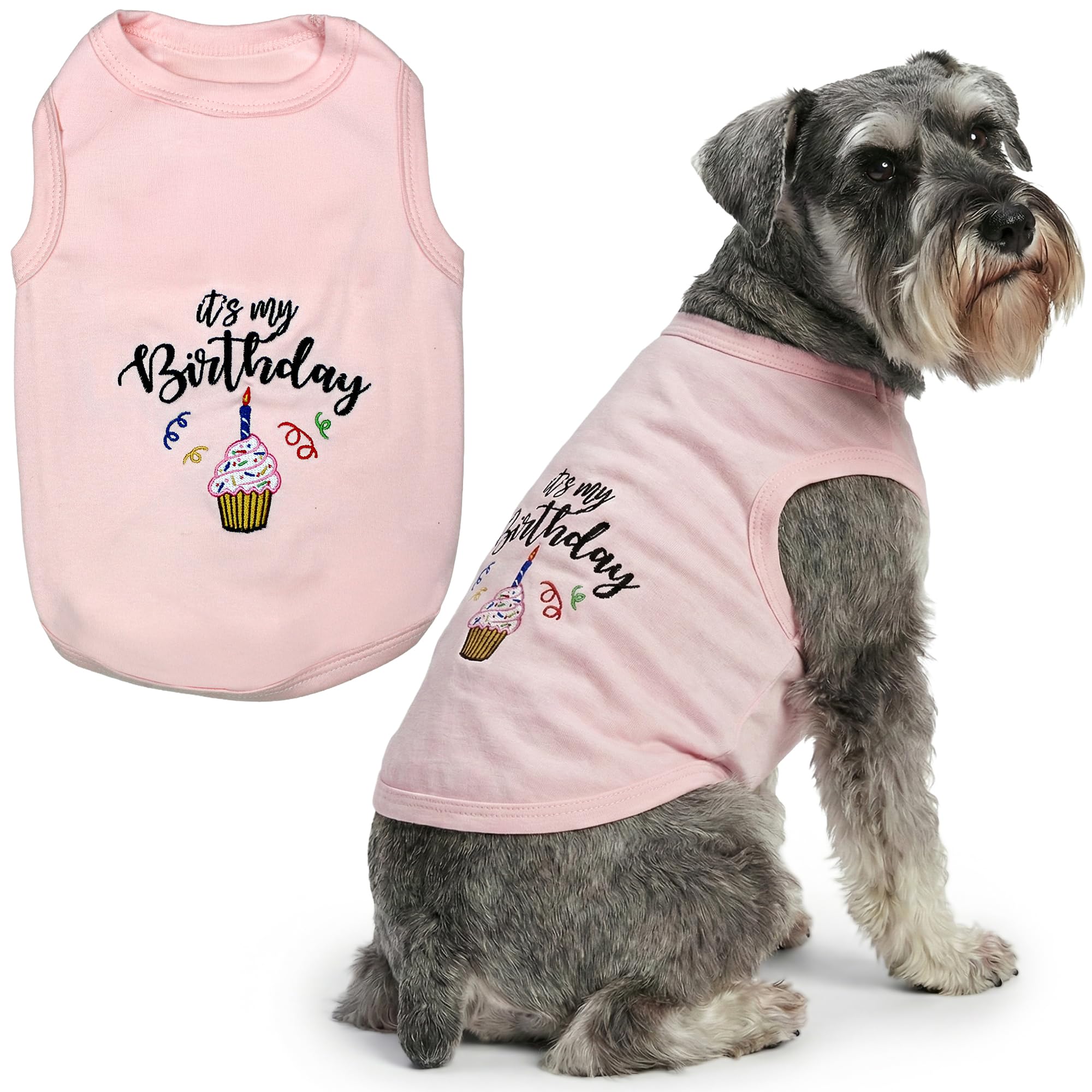 Parisian Pet Dog Shirt – 100% Cotton Shirts for Large Dogs – Pink Sleeveless Puppy Clothes – Lightweight and Breathable Dog Birthday Shirt – Girl Dogs
