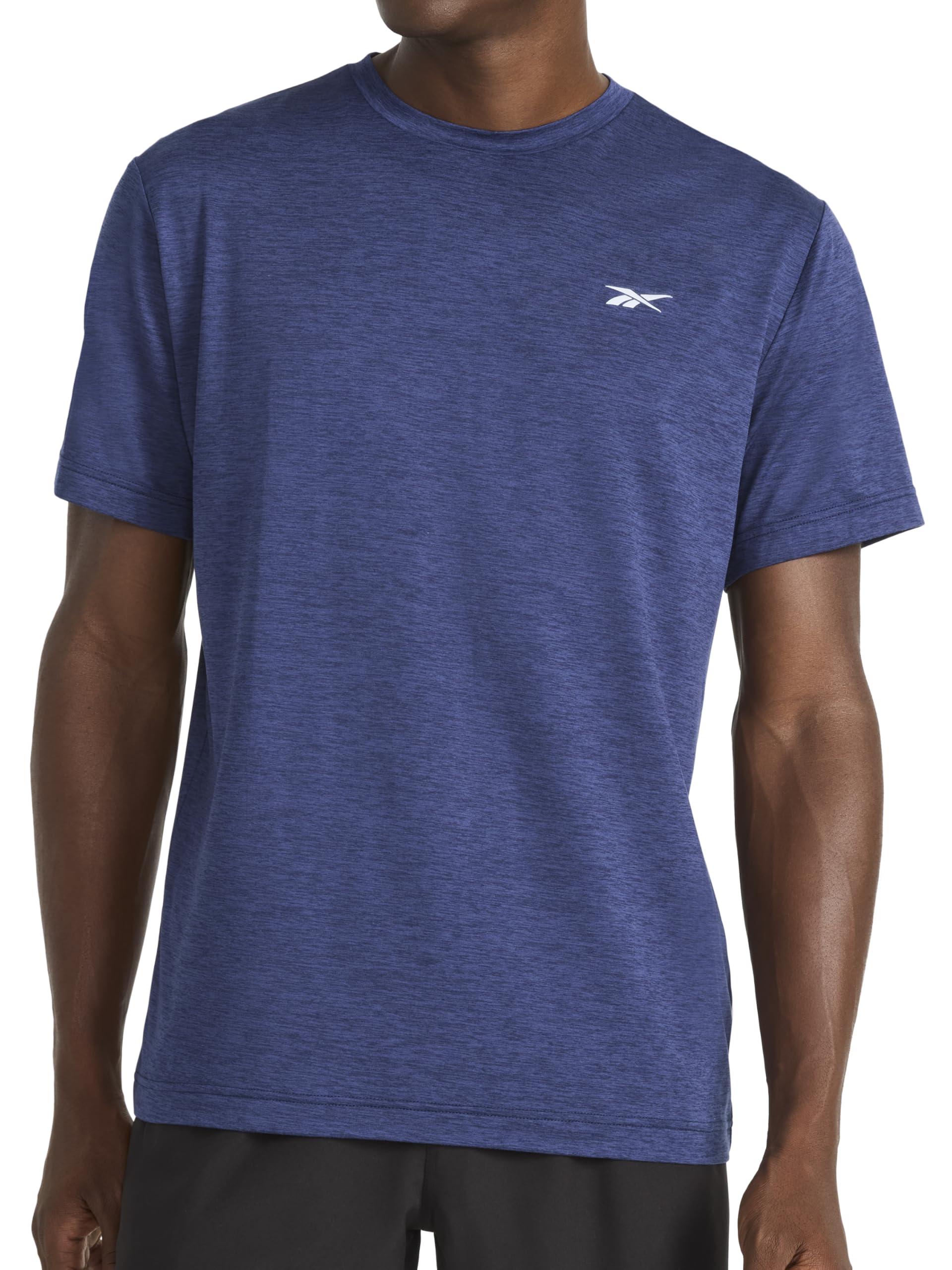 Reebok Mens Strike Short Sleeve Crewneck T-Shirt Standard Fit Lightweight Stretch Poly Jersey Fabric