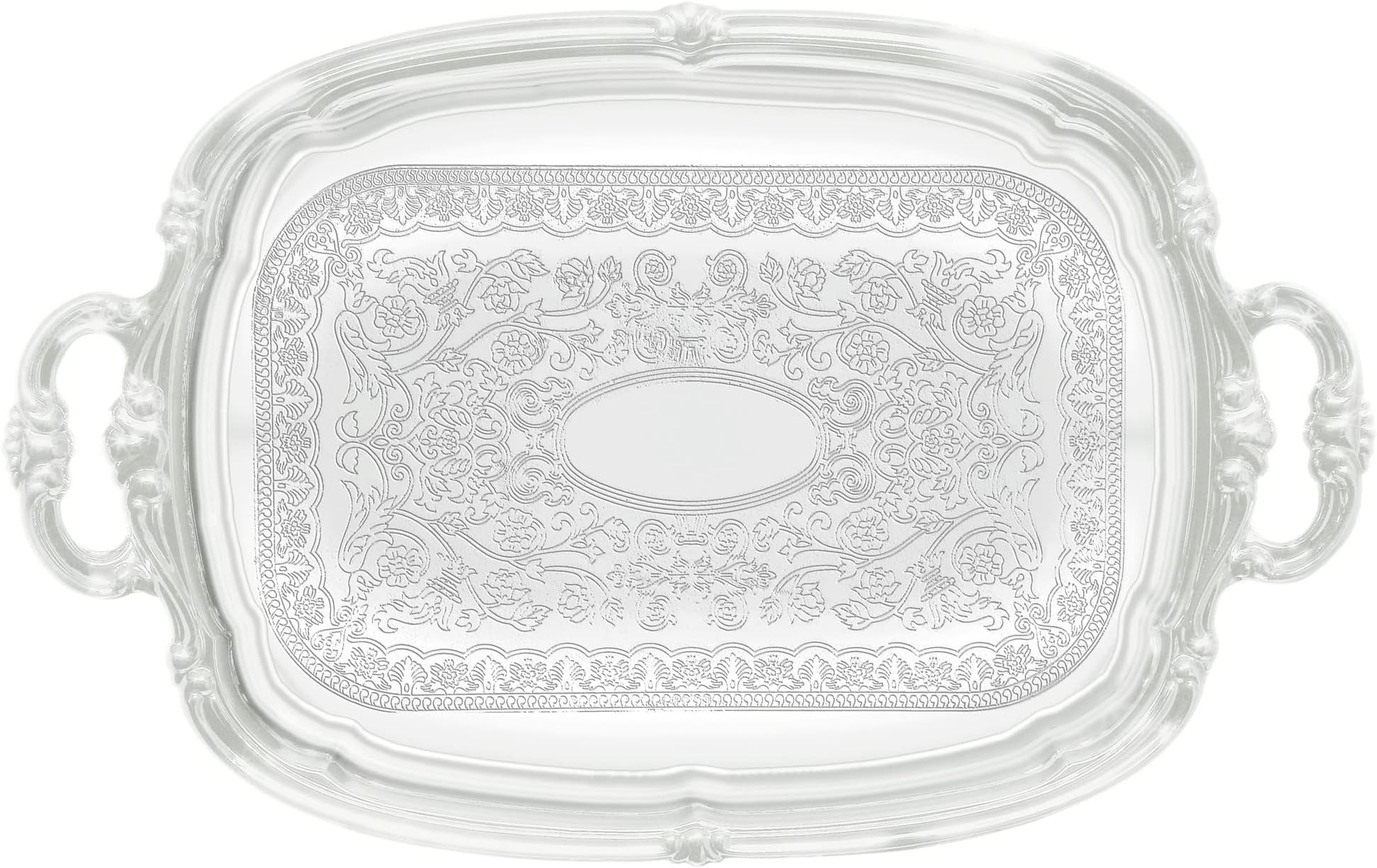 Winco CMT-1912 Oblong Tray with Integrated Handle, Chrome,Medium