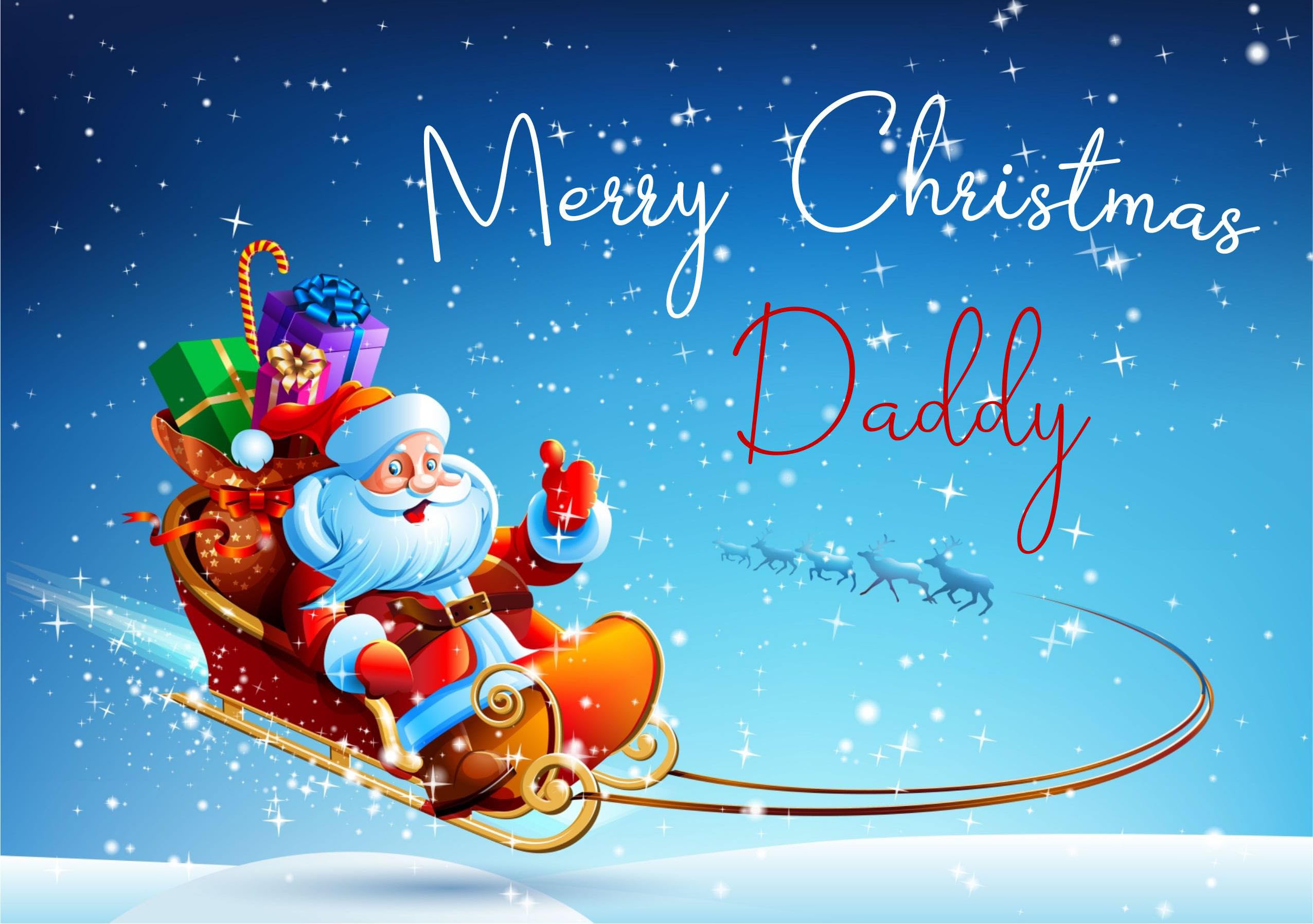 doodlecards Daddy Christmas Card Santas Sleigh Large A4 Size Christmas Card for Daddy with Plain Envelope — image 1
