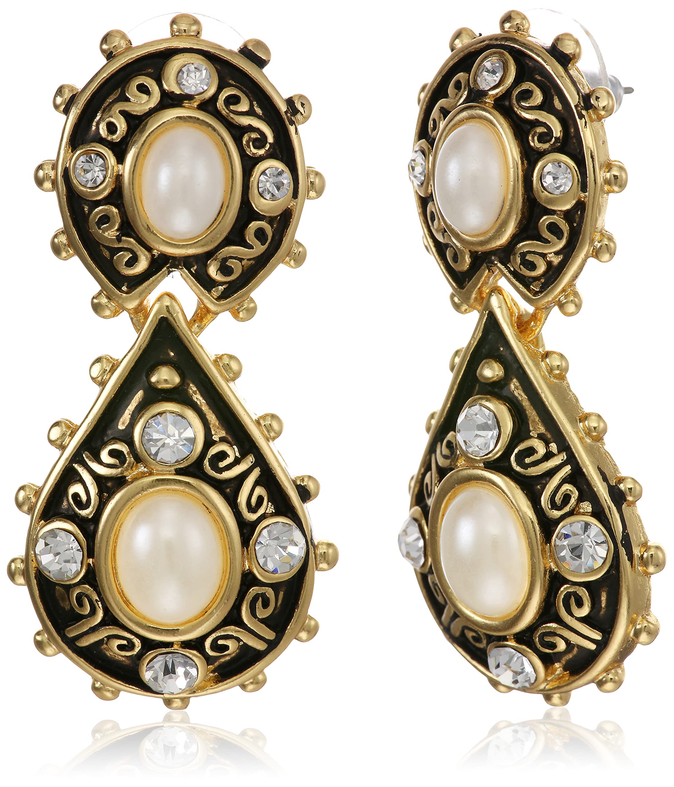 Estele 24kt Gold Plated Celtic Style Golden Pearls Earring for Women with Austrian Crystals (B091TX8ZV3) Amazon Price History, Amazon Price Tracker