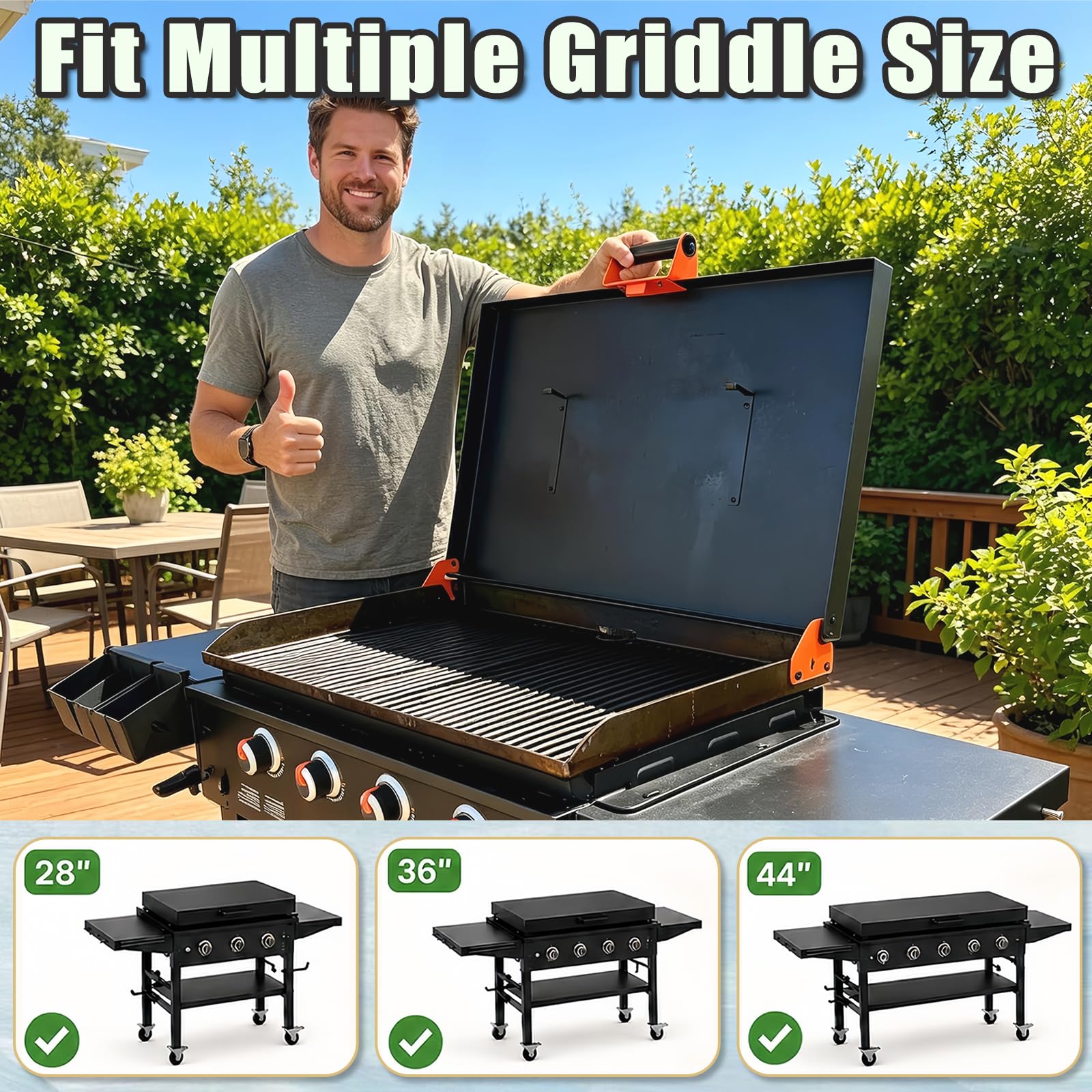 Blackstone Kit de poignée et de charnière pour couvercle de grille de cuisson Blackstone 71,1 cm/91,4 cm/111,8 cm pour convertir la coque rigide en couvercle à charnière, convient aux