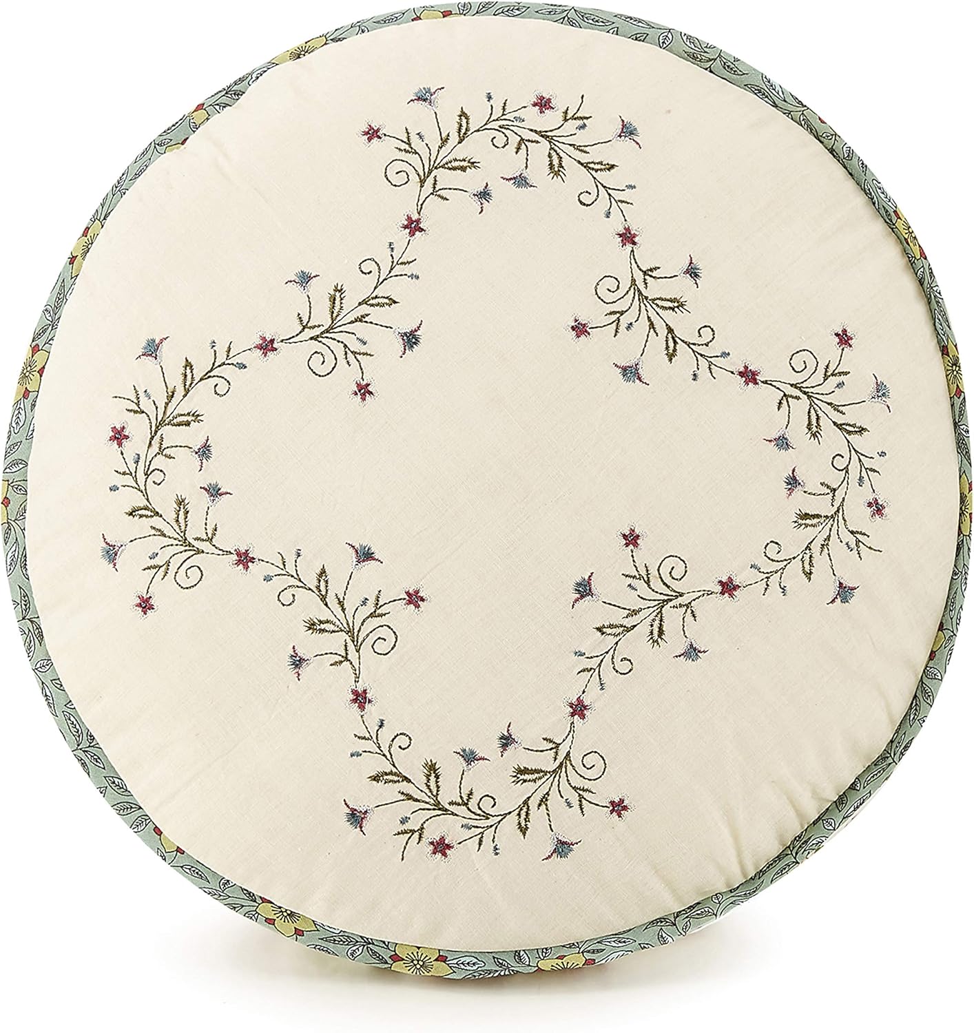 Olivia Round Embroidered Cotton Throw Pillow, 14-inch