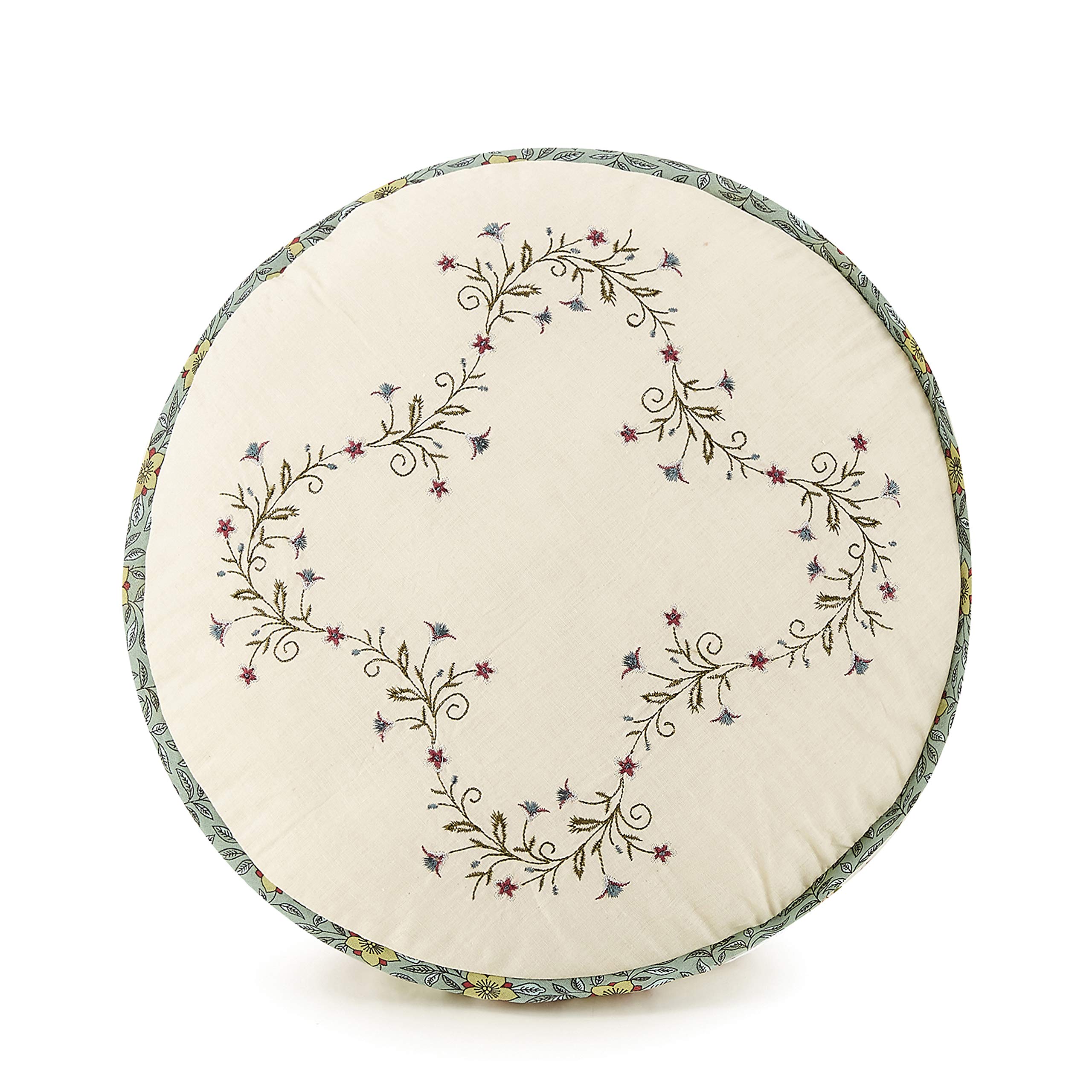 Olivia Embroidered Round Decorative Pillow, 14x14