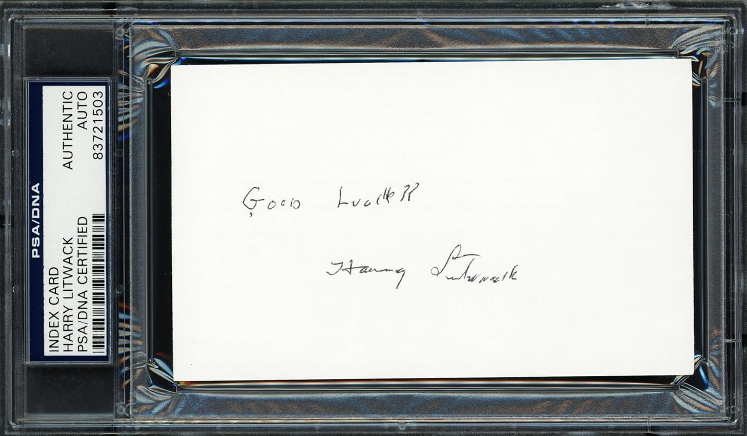 Harry Litwack Autographed 3x5 Index Basketball Card Temple University Owls Coach "Good Luck!" PSA/DNA #83721503