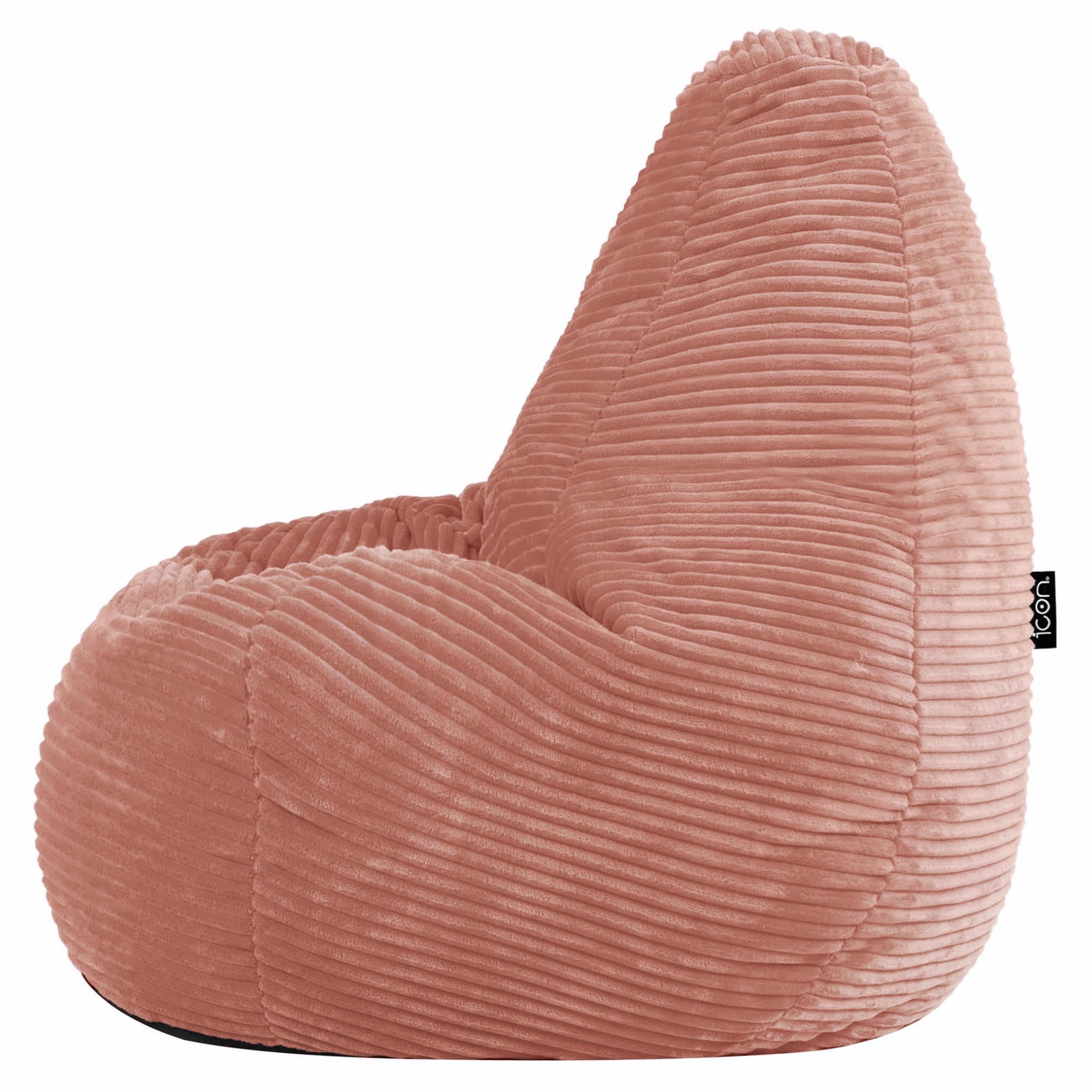 icon Dalton Pouf Bambini, Rosa, Velluto a Coste, Poltrona Sacco con Riempimento Incluso, Sedia Bambini, Mobili Camera da Letto