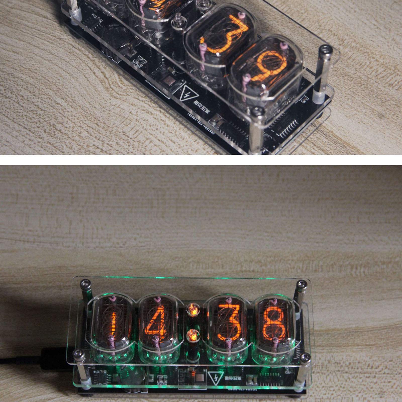 Regalos Personalizados, Nixie Tube Clock, Retro LED Word Clock Creatividad, Nixie Tube Clock Decoración de Escritorio, Regalos para Novio y Esposo, 255 Luz de Fondo