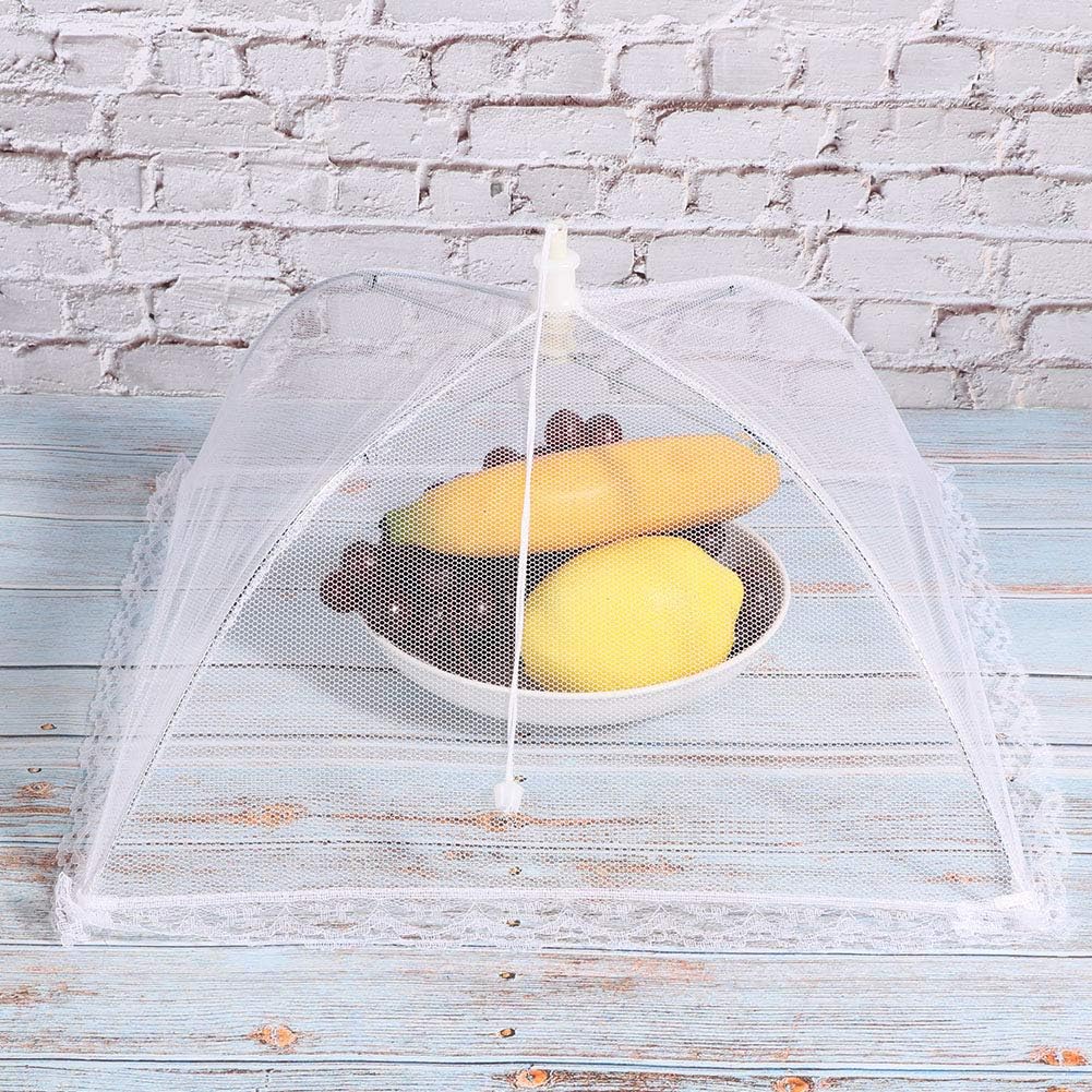Keenso Food Cover Mesh Dome Reusable Food Tent for BBQ Picnics Pool Parties Set of 2 White