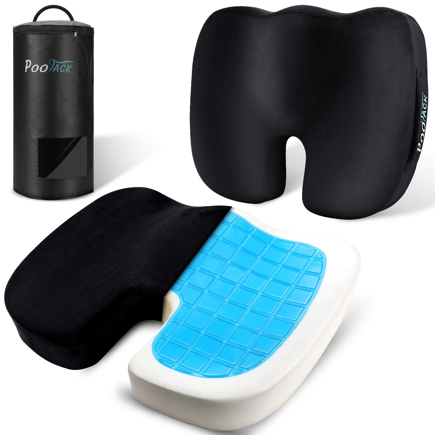 POOTACK Gel Seat Cushion for Office Chair, Memory Foam Ergonomics