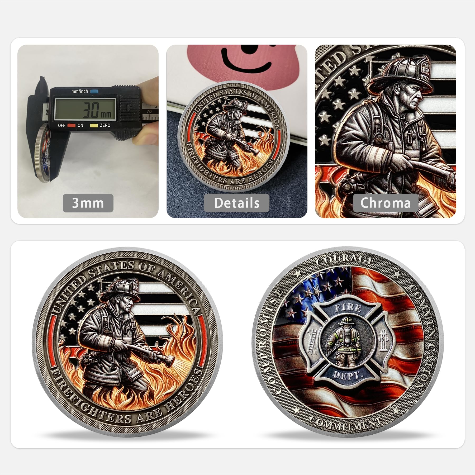 Amazon.co.jp: 消防ホース&消防士シルエットチャレンジコイン | 名誉と義務のメダリオン | 消防士と法執行機関への感謝のトークン :  文房具・オフィス用品