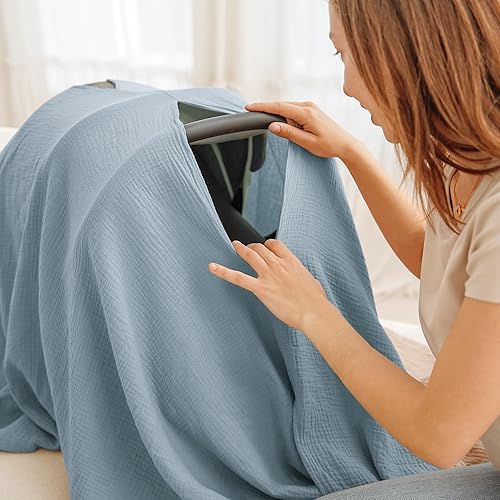 Vista 46 de Konssy Funda de lactancia de muselina para lactancia, privacidad completa de 360°, transpirable, 100% algodón, cubierta de lactancia materna, toldo