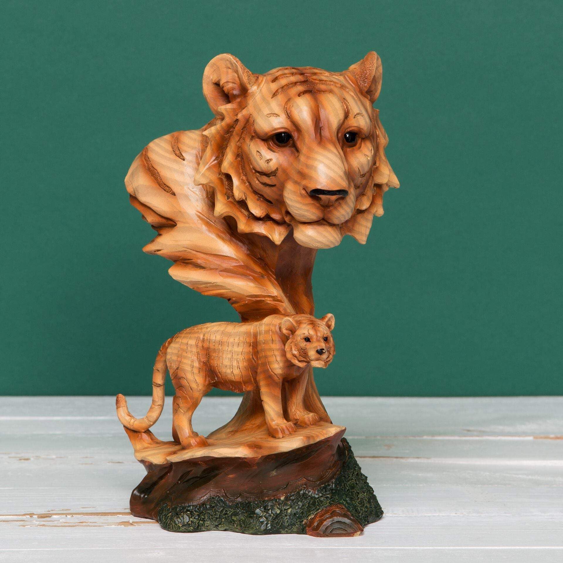 Widdop Naturecraft Wood Effect Resin Figurine - Lion & Cub