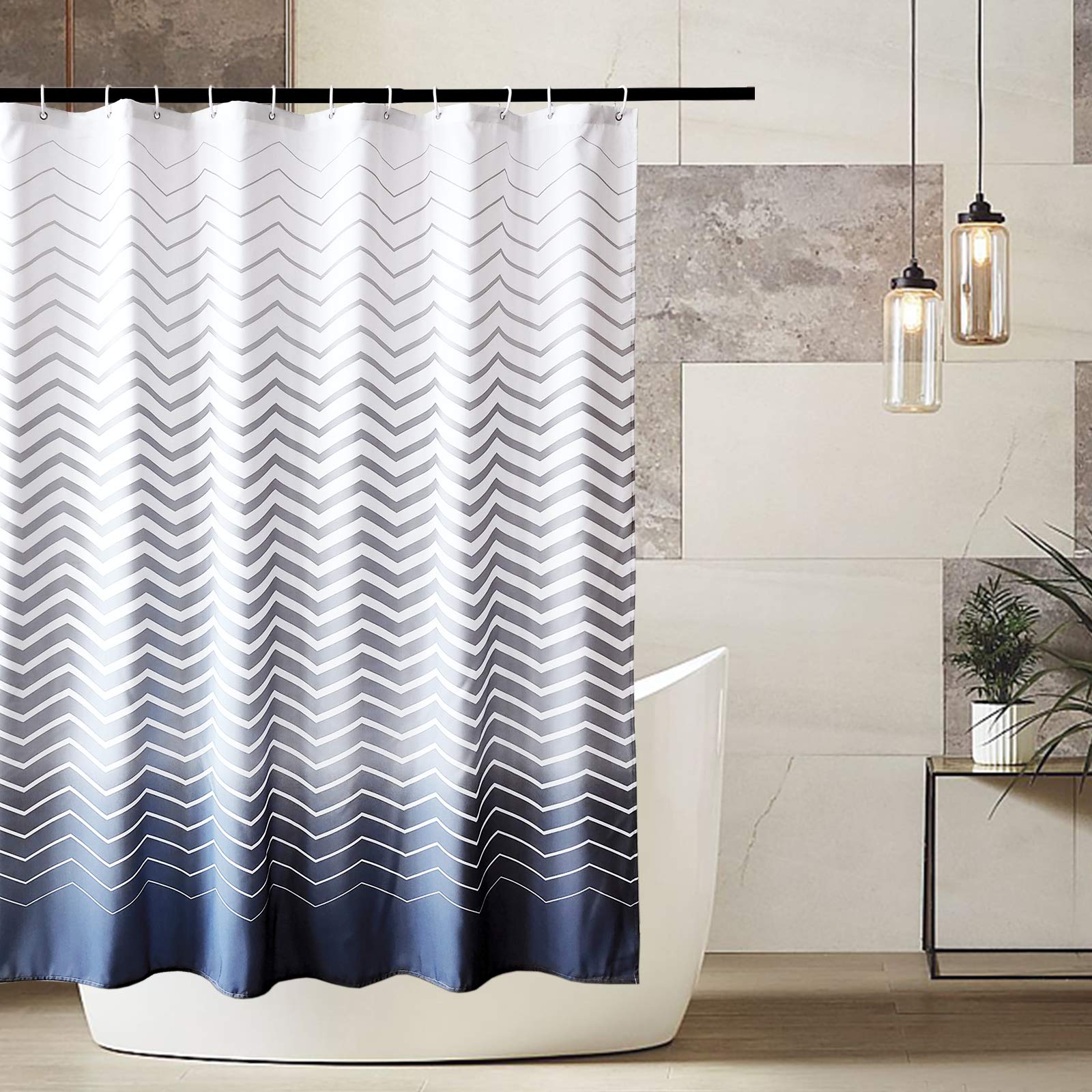 Eightree Eightree Shower Curtain Gradient Blue Stripes Design for Waterproof Modern Home Bathroom Decorations, Standard 72X72inch…