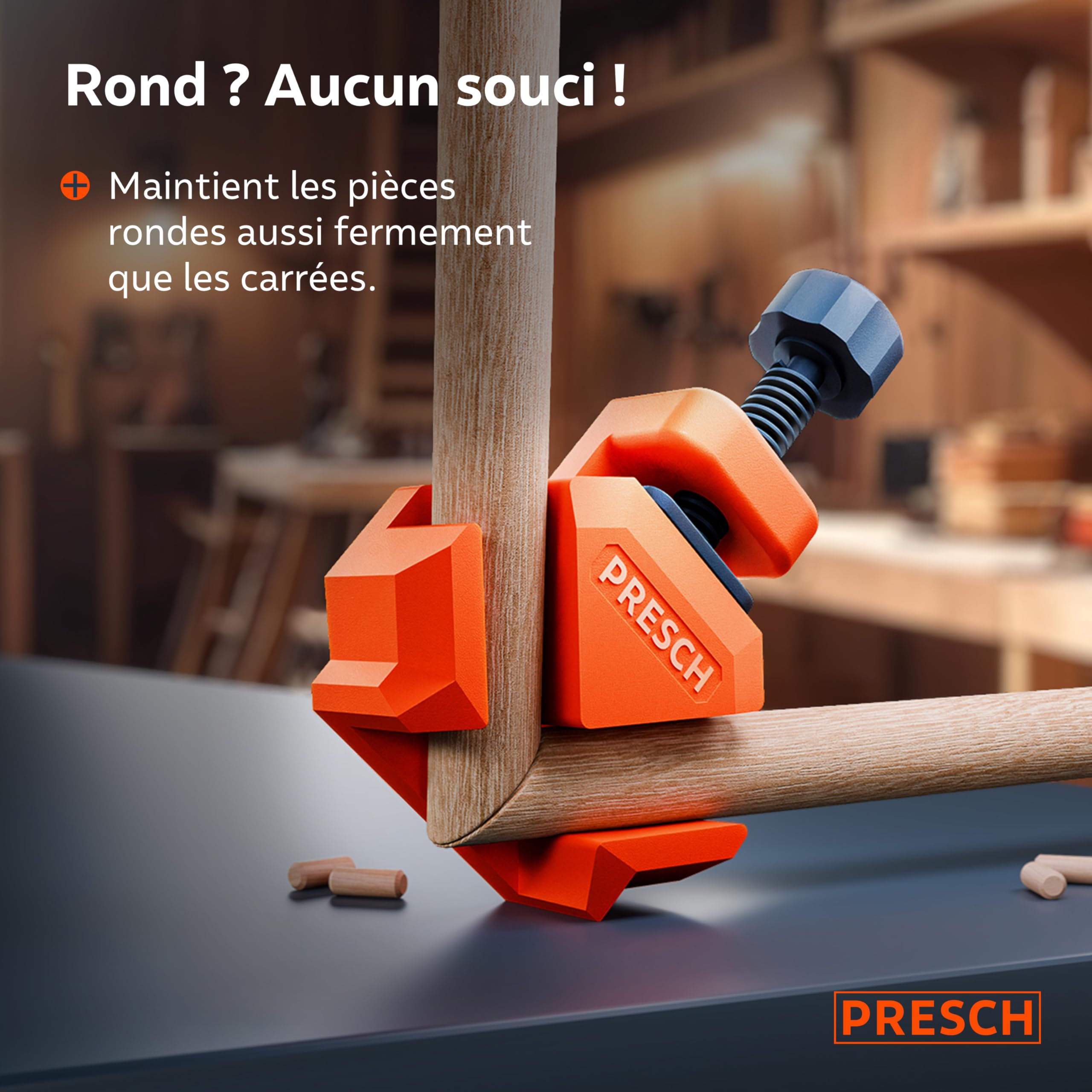 Presch Serre joint angle 4 pcs - Presse d'angle pour épaisseur de panneaux jusqu'à 26 mm - Force de serrage de 25 kg pour le collage - Pince à angle droit en plastique renforcé de fibres de verre