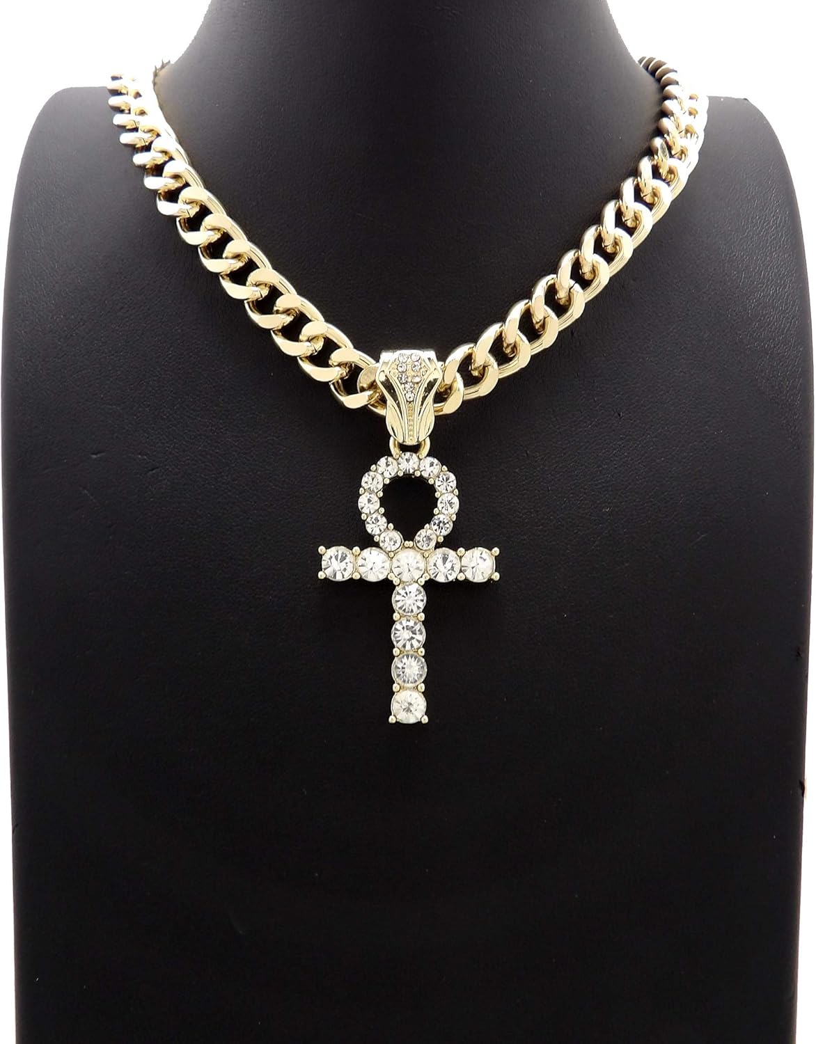 Egyptian Ankh Cross Pendant 9mm/16,18",20",24" Cuban Chain Necklace RC3802