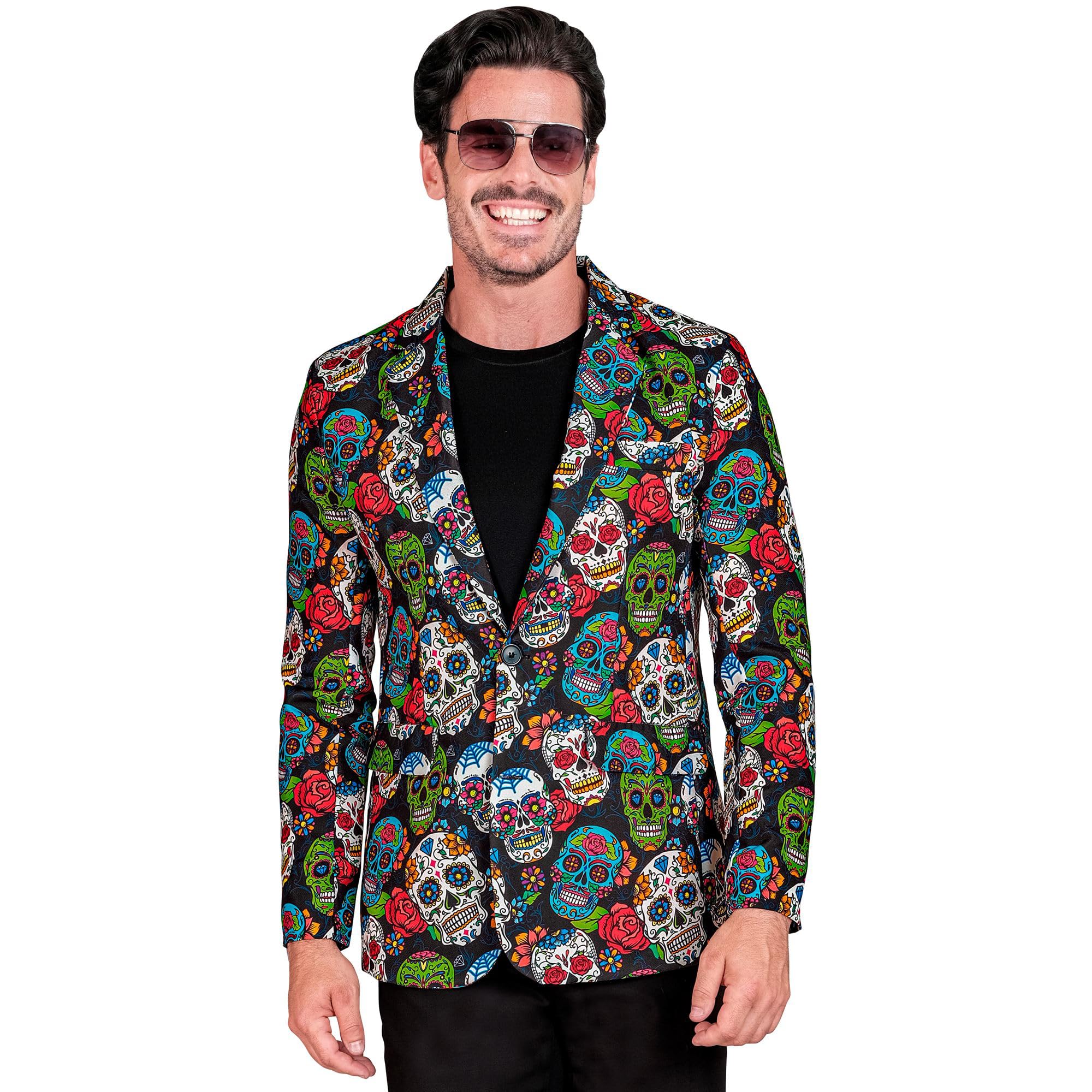 W WIDMANN MILANO Party Fashion - Dia de los Muertos Jacket for Men, Gothic, Horror, Mexican, Halloween, Carnival, Theme Parties, Size XL