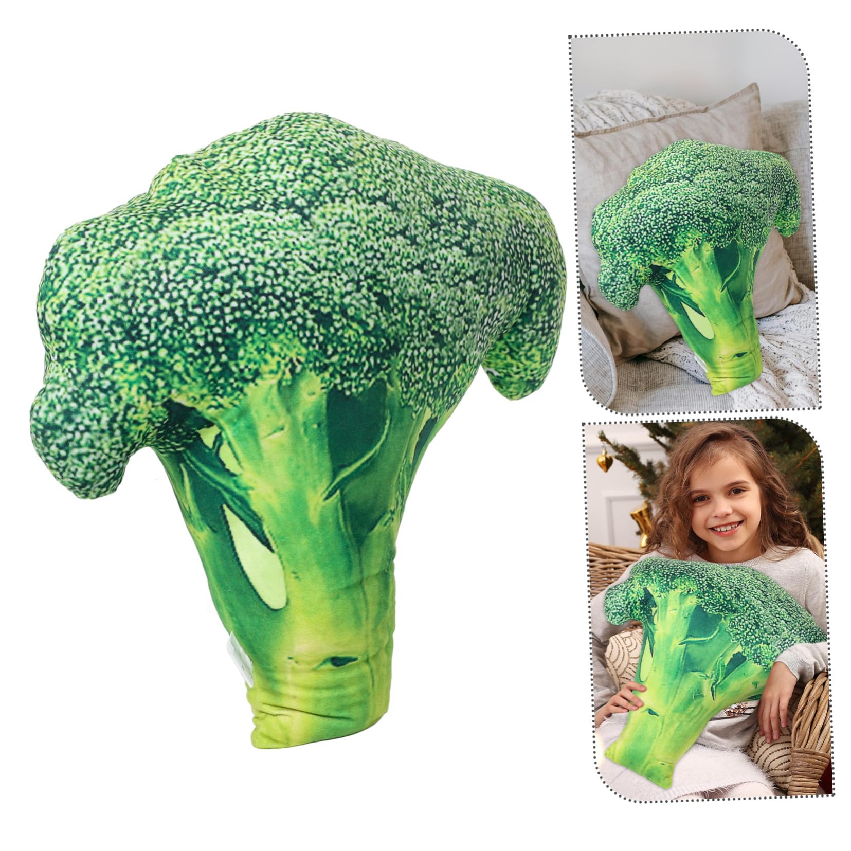 TOYANDONA Cuscino Vegetale a Forma di Broccoli Morbido e Realistico per Divano e Letto, Peluche Simpatica Decorazione per Casa, Sicuro per Bambini e Adulti, Resistente e Soffice