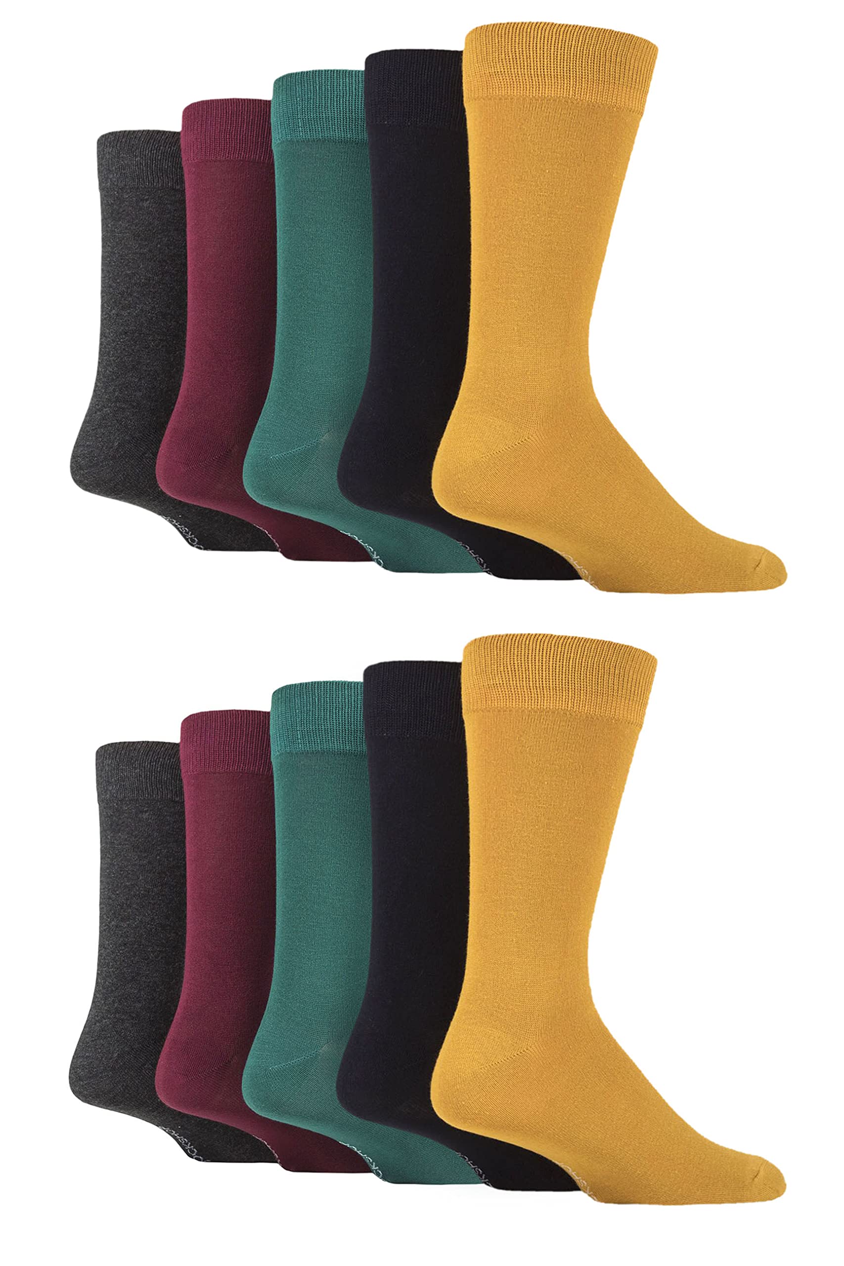SockShop Mens Plain, Striped and Patterned Bamboo Socks Pack of 10 Royal Plain 7-11