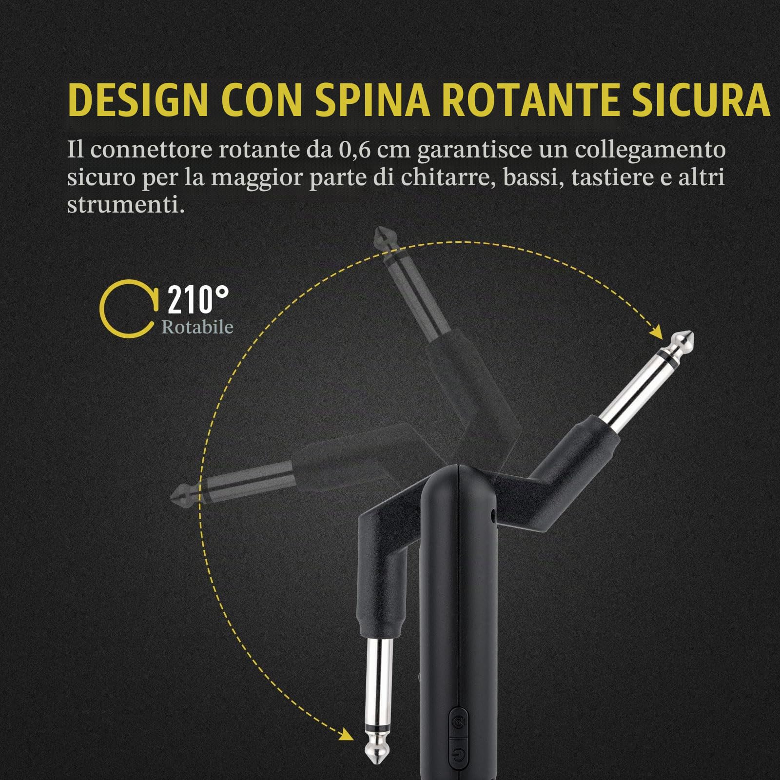 SONICAKE 5,8GHz Sistema Wireless per Chitarra, Trasmettitore e Ricevitore | 6 canali di segnale, 8 Ore di Autonomia, Raggio di Trasmissione 30–50 Metri, per Chitarra Elettrica e Basso