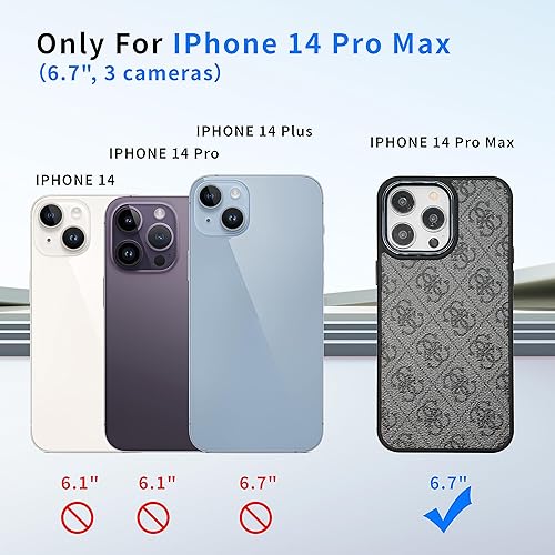 Miniatura 2 de Funda de cuero para iPhone 14 Pro Max, con diseño clásico retro a cuadros, protección contra caídas a prueba de golpes, soporte de teléfono a la