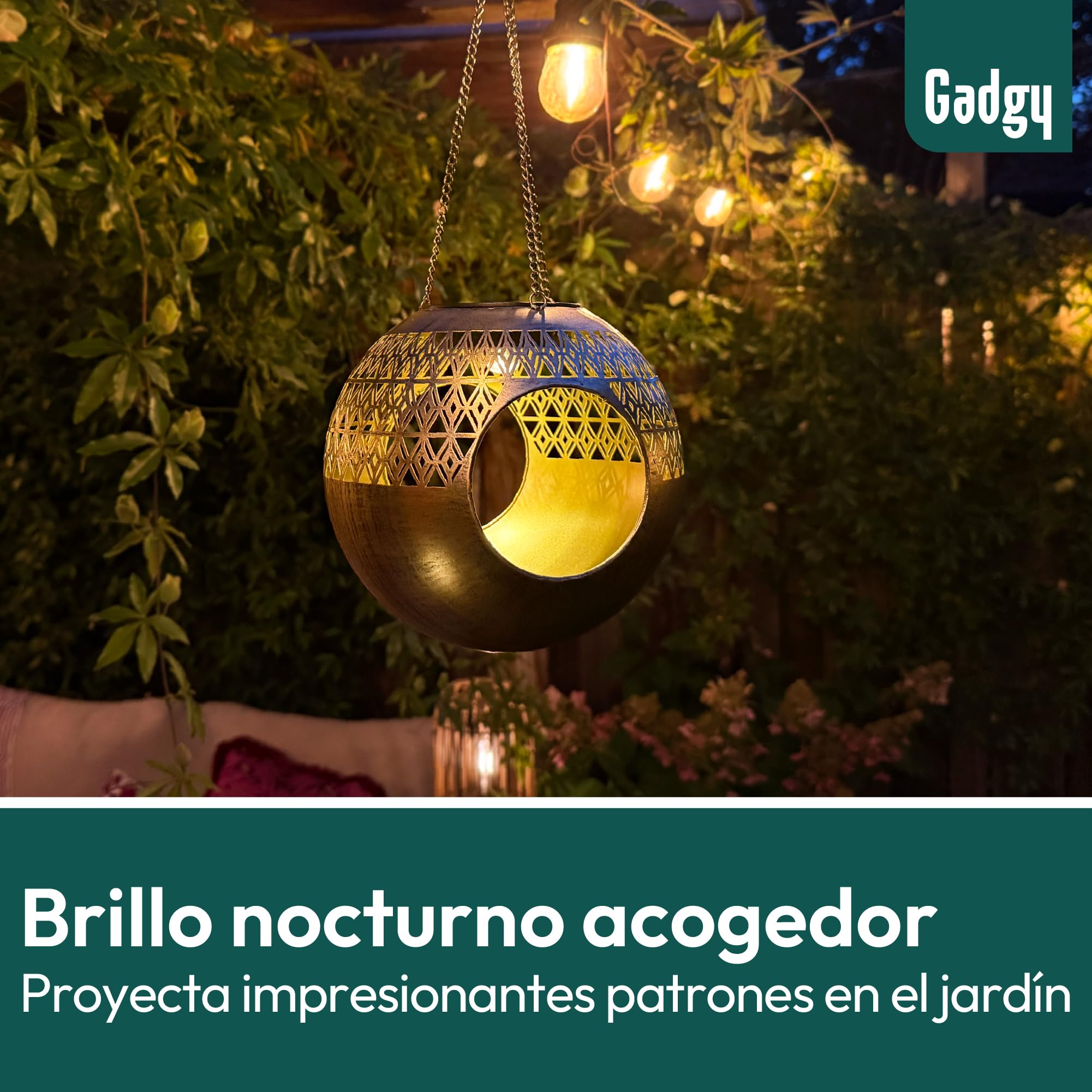 Gadgy Comedero Solar para pájaros Colgante – Diseño Redondo Moderno de Metal – Comedero para pájaros 360° con iluminación Solar – Casa para pájaros Impermeable para jardín, balcón, terraza - 5