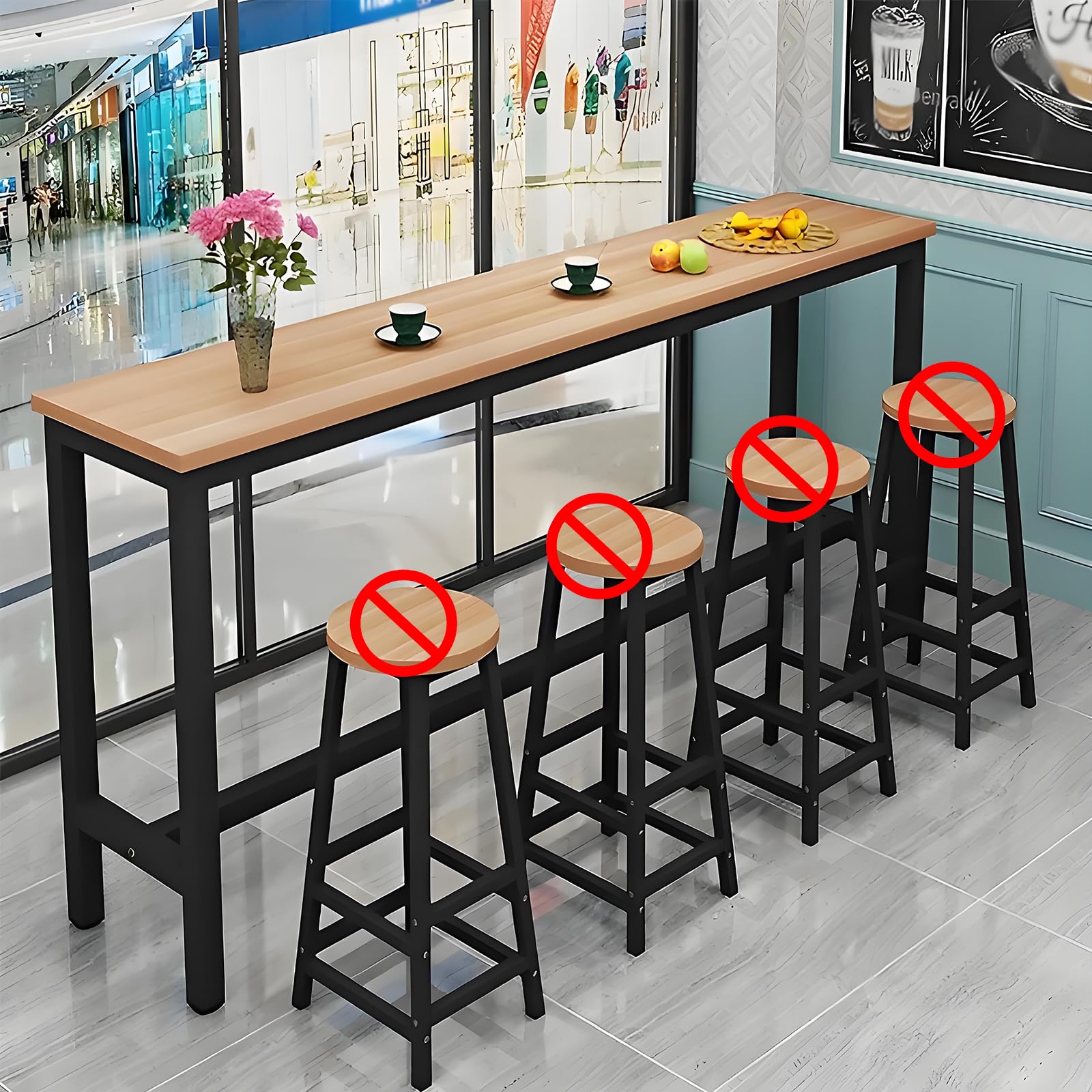 ZTYGXMB Industrial Bar Table, Rectangular Pub Table with 1" Thick, Bar Height Tall Tables for Kitchen & Small Spaces, High Top Table (Bar Stools Not