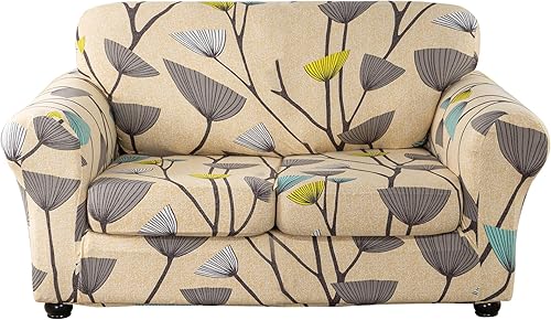 Miniatura 14 de Lamberia Funda Estampada para Sofá de 3 Cojines Fundas de Sofá de Alta Elasticidad 4 Piezas Funda de Sofá con Tres Fundas de Cojín Separadas Parte