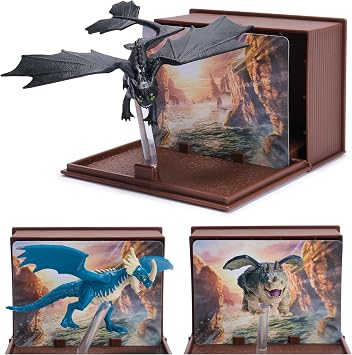 Dreamworks Dragons, World of Berk Book of Dragons Multi-Pack, 3 Collectible Dragons & Cards with Display Stands for Ages 4 and up