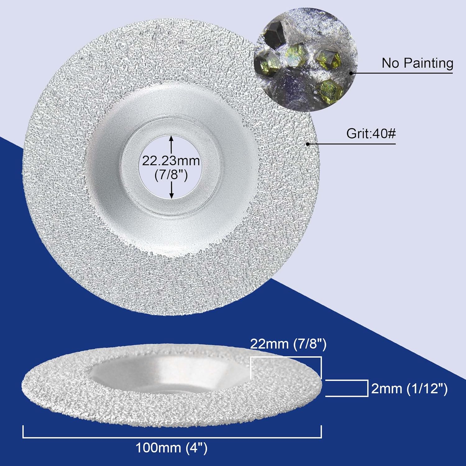 Brazed Diamond Grinding Disc Profiling Wheel on Granite Marble Ceramic Tile Porcelain Natural Stone Masonry for Dry Use 22.23mm 7/8" Shaft Connected to Angle Grinder (Coarse, 5)