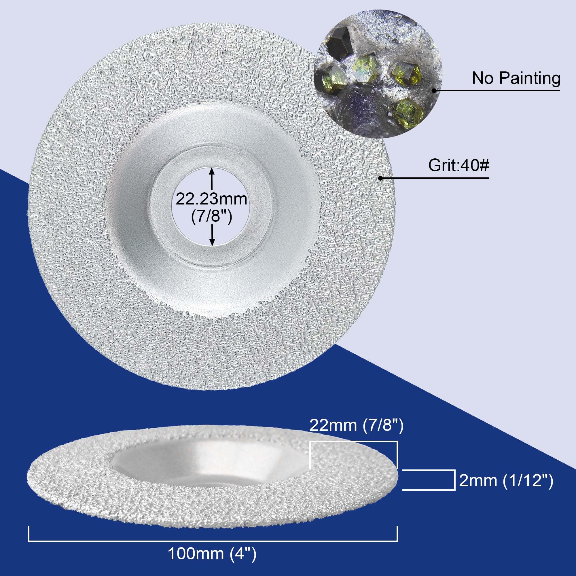 Disco diamantato brasato per profilatura su granito, marmo, piastrelle di ceramica, porcellana, pietra naturale, muratura, per uso a secco, 22,23 mm, albero collegato alla smerigliatrice angolare
