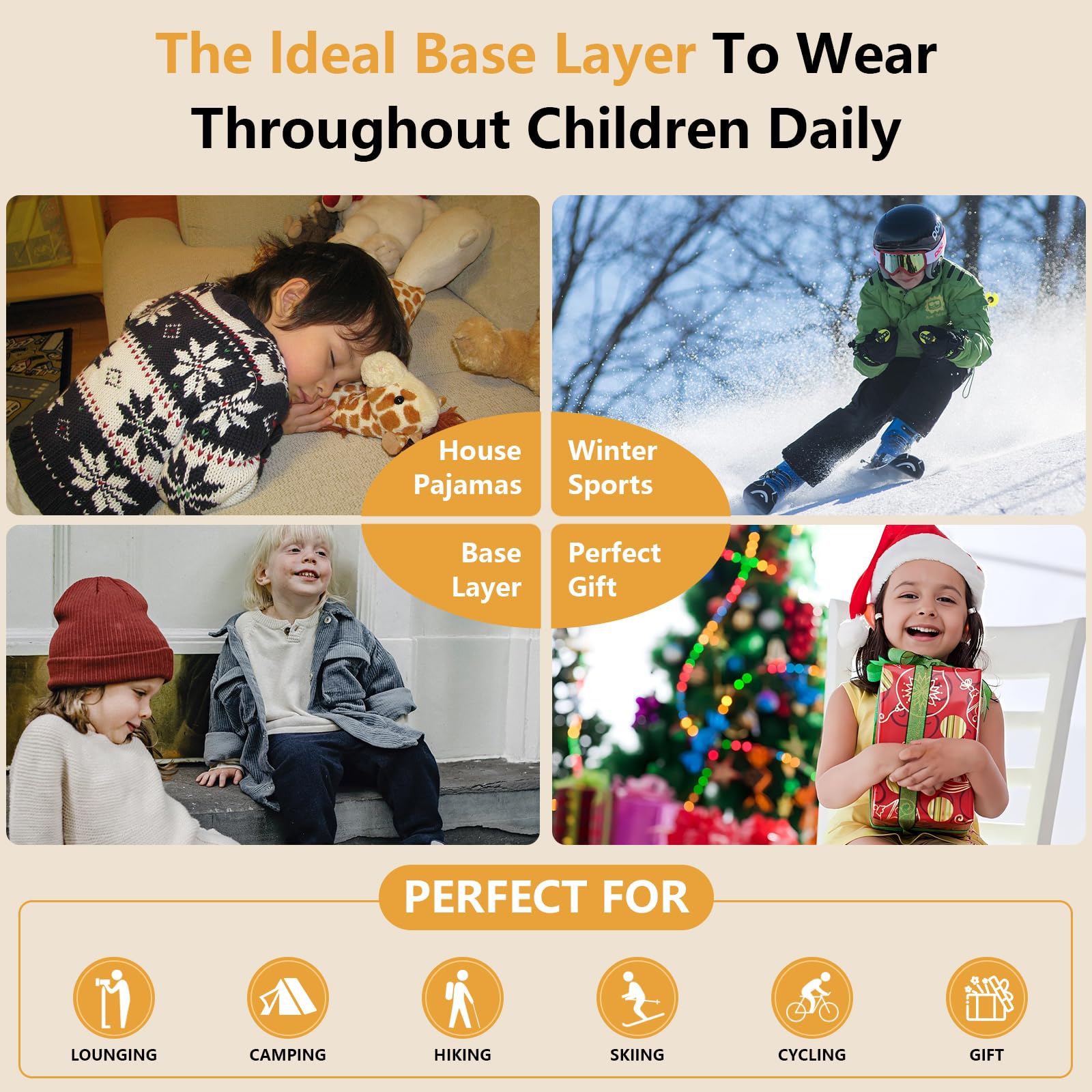 Thermounterwäsche Kinder Funktionsunterwäsche Junge Skiunterwäsche Mädchen Winter Atmungsaktiv Thermowäsche Set Warm Funktionswäsche Thermo Unterwäsche Thermounterhemd für Kinder