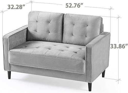 Miniatura 2 de ZINUS Benton - Sofá biplaza, con cojines copetudos de cuadrícula, fácil de montar sin herramientas, color gris oscuro