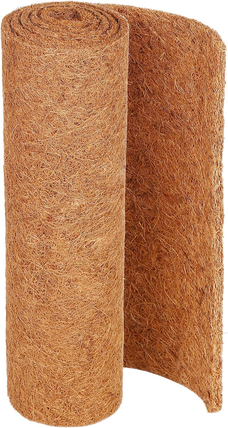 Longfun Coco Planter Liner Roll Coconut Fiber Mat Edging Bulk Coco Liner Rolls Board Coir Grow Sheets Hanging Basket Plant Pots, 12 ร 40 Inch