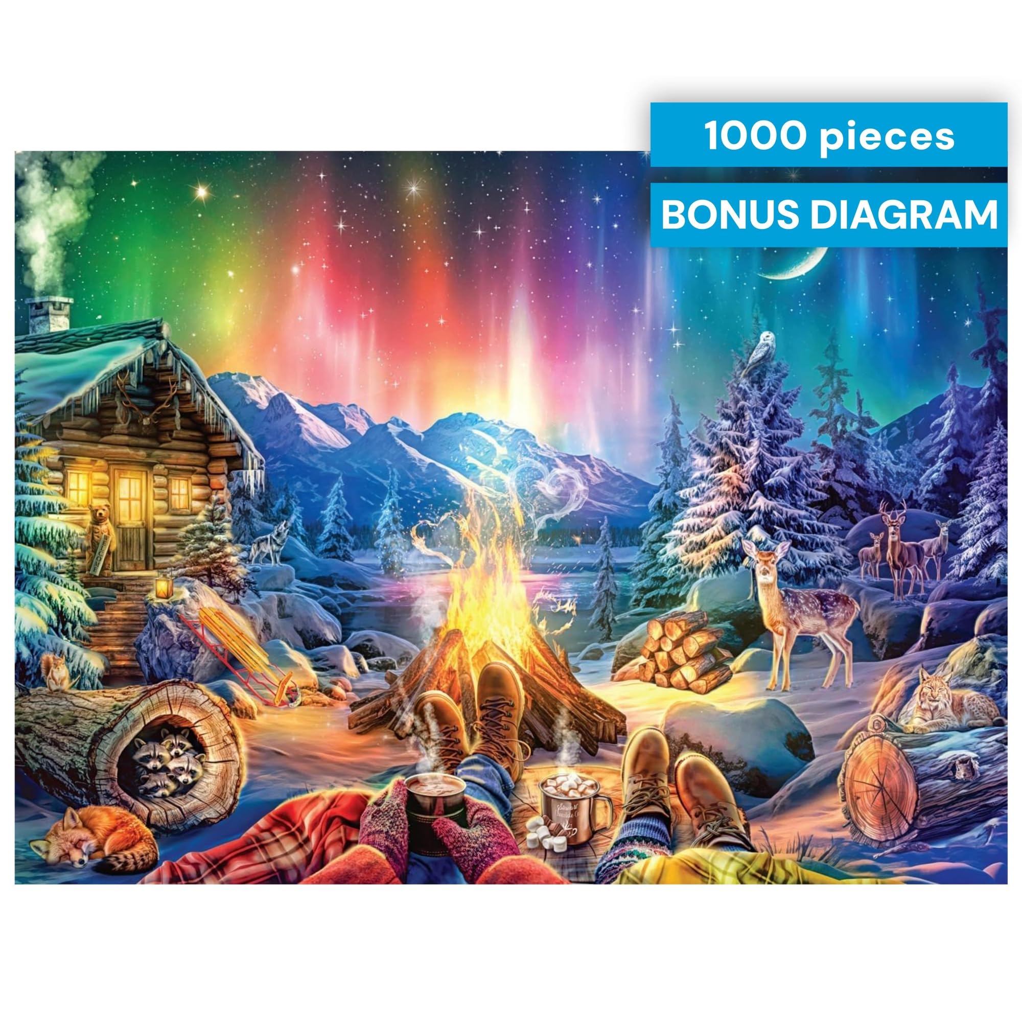 Amazon.com: Buffalo Games Lars Stewart Winter's Night Bonfire 1000