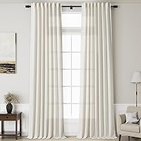 Vista 1 de Nanspring Cortinas de 144 pulgadas de largo, 2 paneles para sala de estar, pestañas traseras, cortinas neutrales extralargas de lino