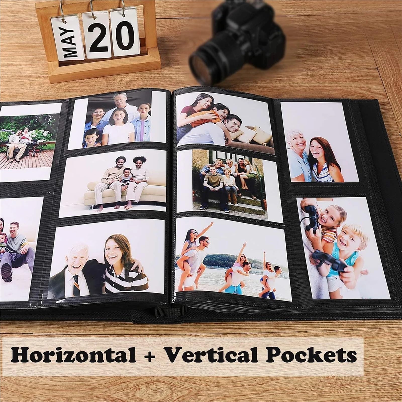Álbum Grande con 600 Fotos de 4x6, 5 Bolsillos por página, álbum de Notas, Libro de Aventuras, Registro de Viajes Ideal para Viajes, Crecimiento, Aniversarios(Color2)