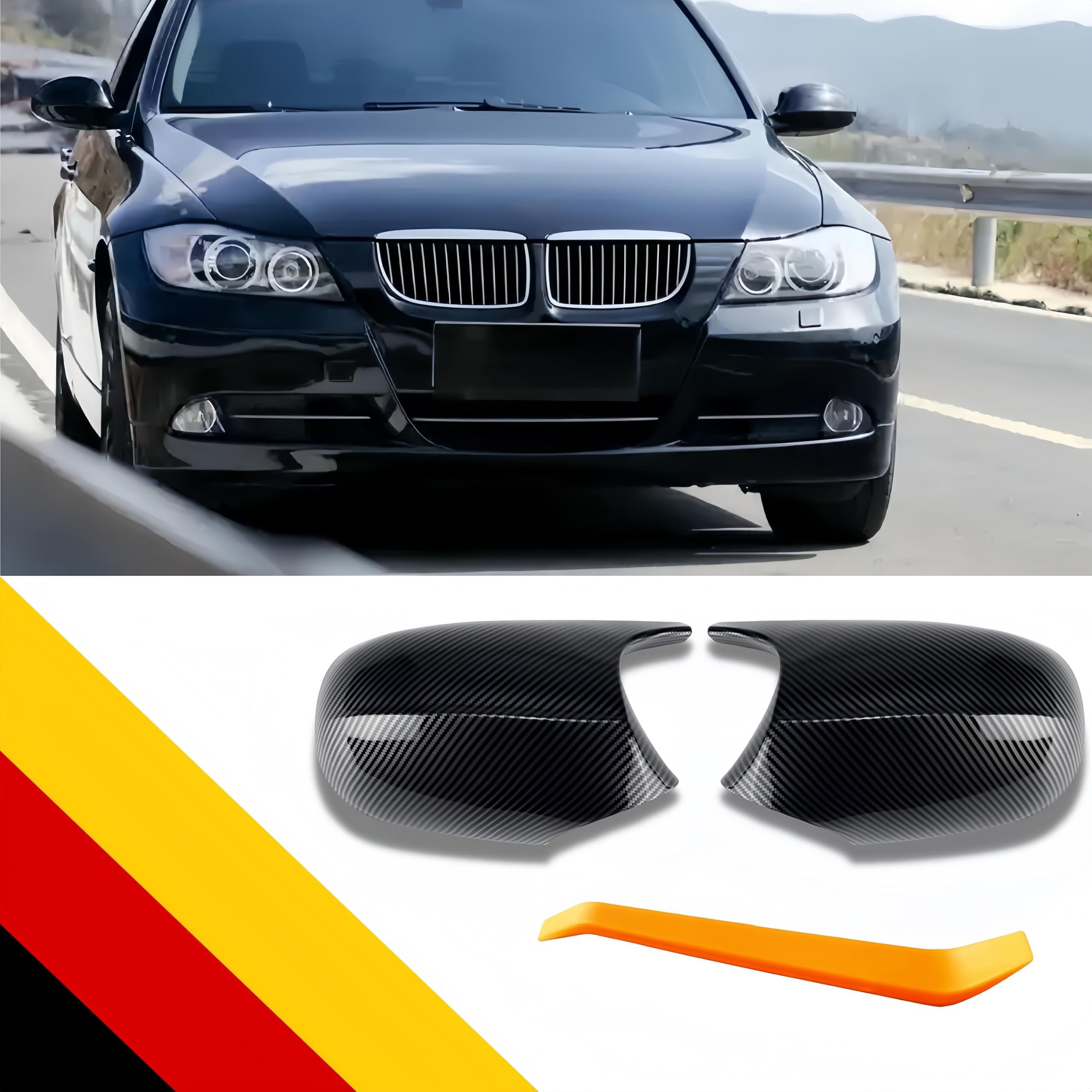 POETRYXIAO Copri specchietto retrovisore per auto, compatibile con B-MW Serie 1 E87 E81 E82 E88 LCI/3 Series E90 E91 E92 E93 LCI, adatti per tuning (fibra di carbonio)